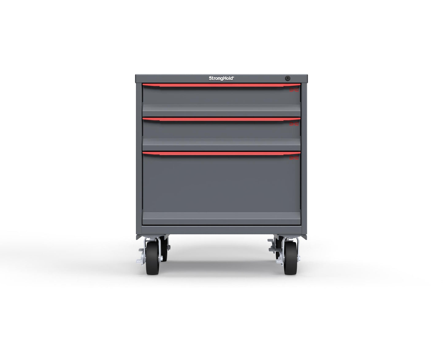 Modular Drawer 14 GA Storage Cabinet with 3 total Drawers - 30 In. W x 29 In. D x 36 In H. - 5" Drawers x 2, 12" Drawers x 1 - 6" Casters - 30 In. W x 29 In. D x 36 In H - S3036-PCDAS-0304DS-3001