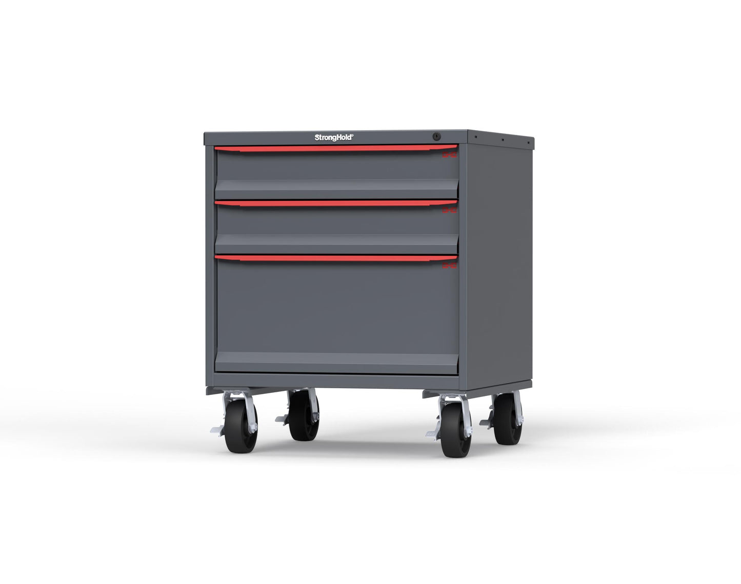 Modular Drawer 14 GA Storage Cabinet with 3 total Drawers - 30 In. W x 29 In. D x 36 In H. - 5" Drawers x 2, 12" Drawers x 1 - 6" Casters - 30 In. W x 29 In. D x 36 In H - S3036-PCDAS-0304DS-3001