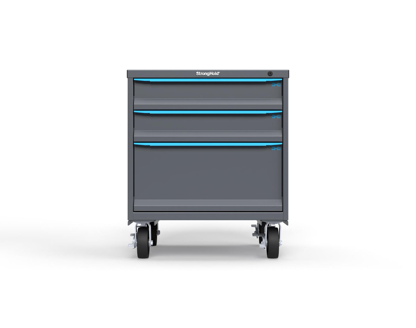 Modular Drawer 14 GA Storage Cabinet with 3 total Drawers - 30 In. W x 29 In. D x 36 In H. - 5" Drawers x 2, 12" Drawers x 1 - 6" Casters - 30 In. W x 29 In. D x 36 In H - S3036-PCDAS-0304FS-5012