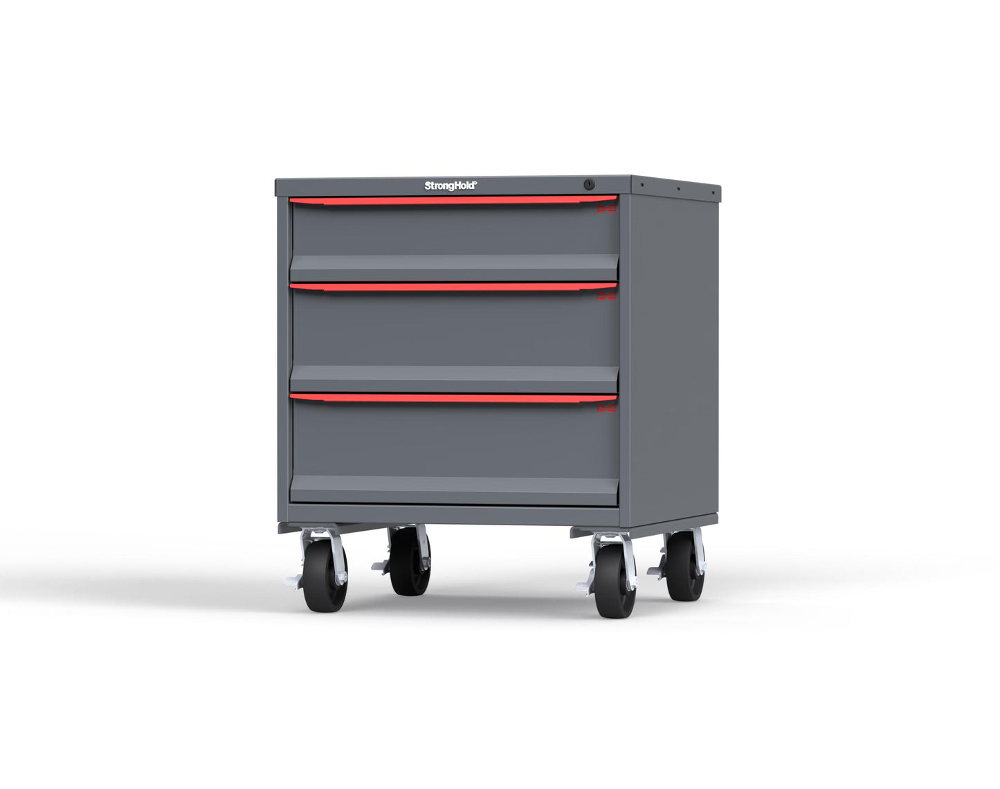 Modular Drawer 14 GA Storage Cabinet with 3 total Drawers - 30 In. W x 29 In. D x 36 In H. - 6" Drawers x 1, 8" Drawers x 2 - 6" Casters - 30 In. W x 29 In. D x 36 In H - S3036-PCDAS-0305DS-3001