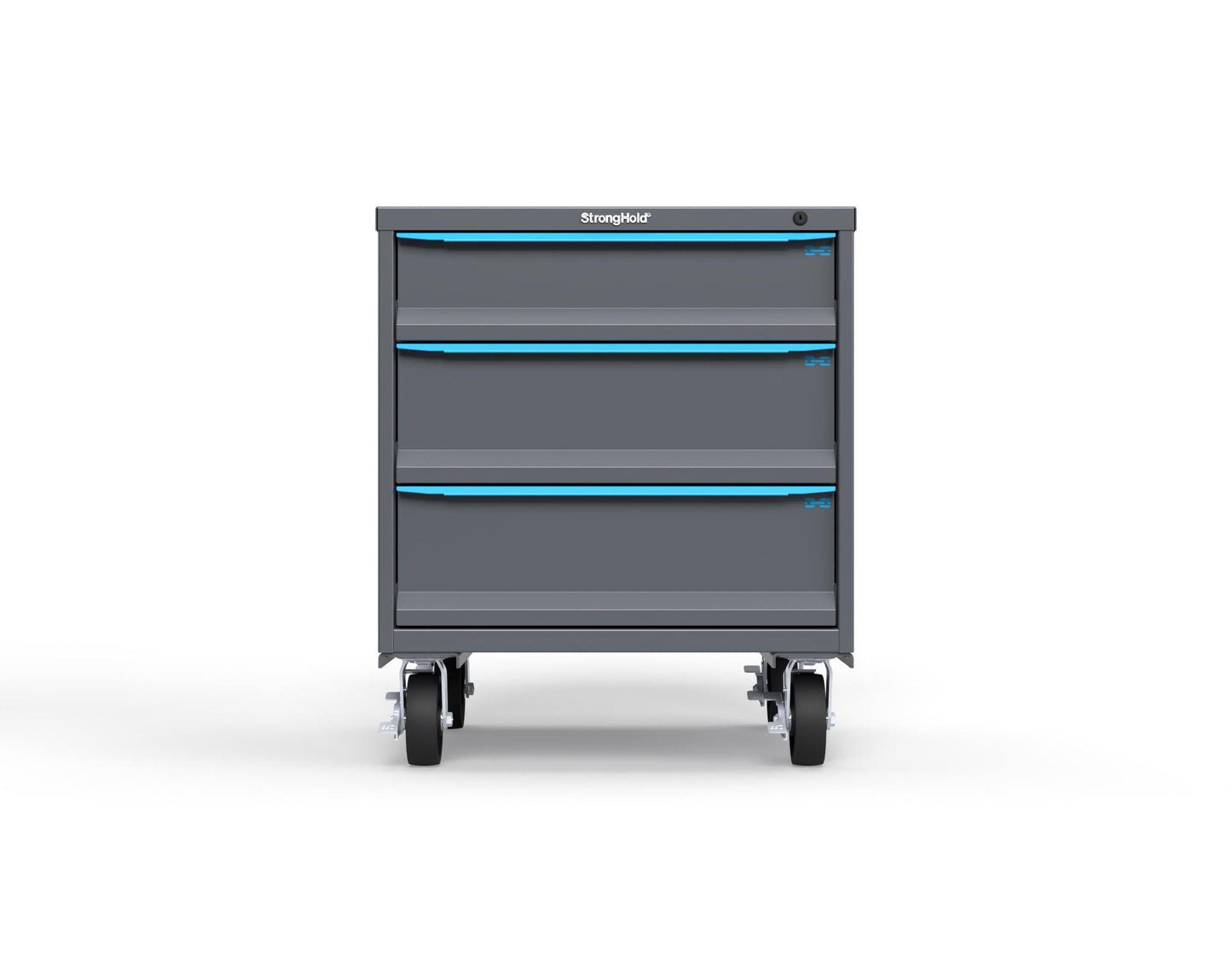 Modular Drawer 14 GA Storage Cabinet with 3 total Drawers - 30 In. W x 29 In. D x 36 In H. - 6" Drawers x 1, 8" Drawers x 2 - 6" Casters - 30 In. W x 29 In. D x 36 In H - S3036-PCDAS-0305FS-5012