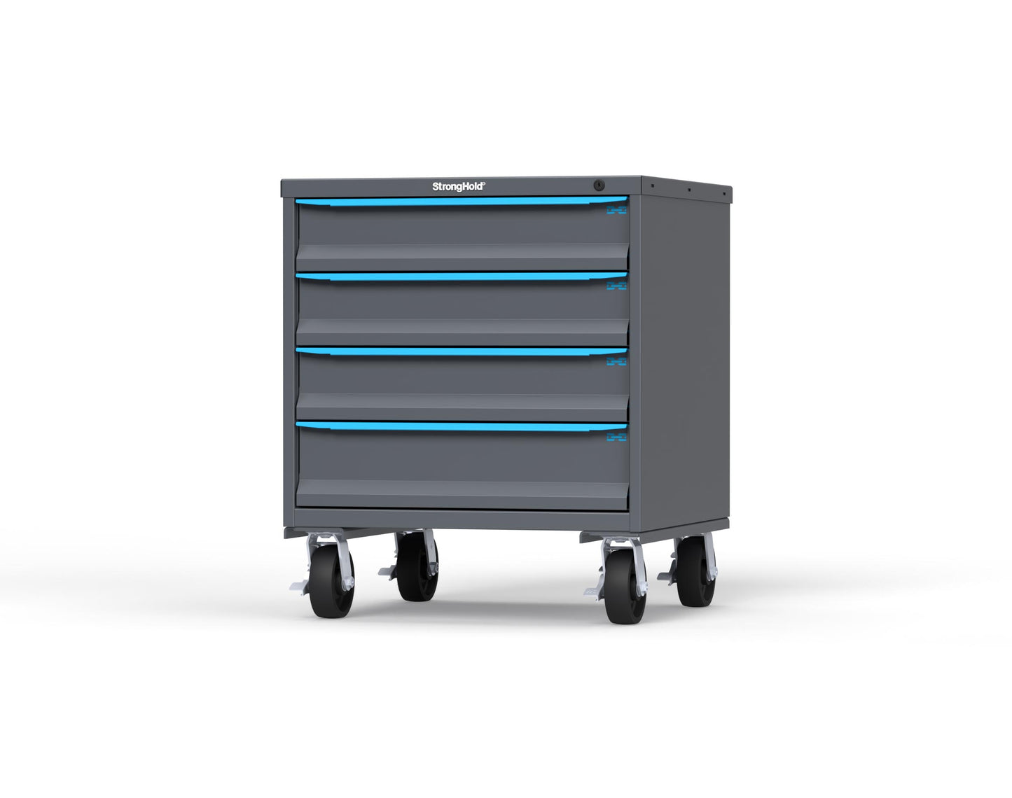 Modular Drawer 14 GA Storage Cabinet with 4 total Drawers - 30 In. W x 29 In. D x 36 In H. - 5" Drawers x 3, 6" Drawers x 1 - 6" Casters - 30 In. W x 29 In. D x 36 In H - S3036-PCDAS-0401FS-5012
