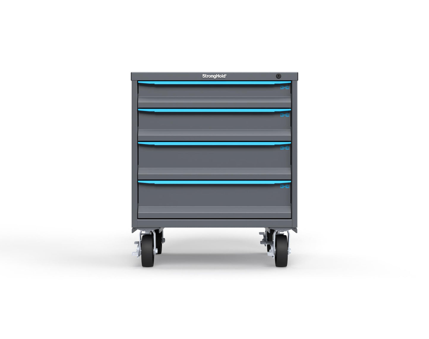 Modular Drawer 14 GA Storage Cabinet with 4 total Drawers - 30 In. W x 29 In. D x 36 In H. - 4" Drawers x 1, 5" Drawers x 1, 6" Drawers x 2 - 6" Casters - 30 In. W x 29 In. D x 36 In H - S3036-PCDAS-0402FS-5012