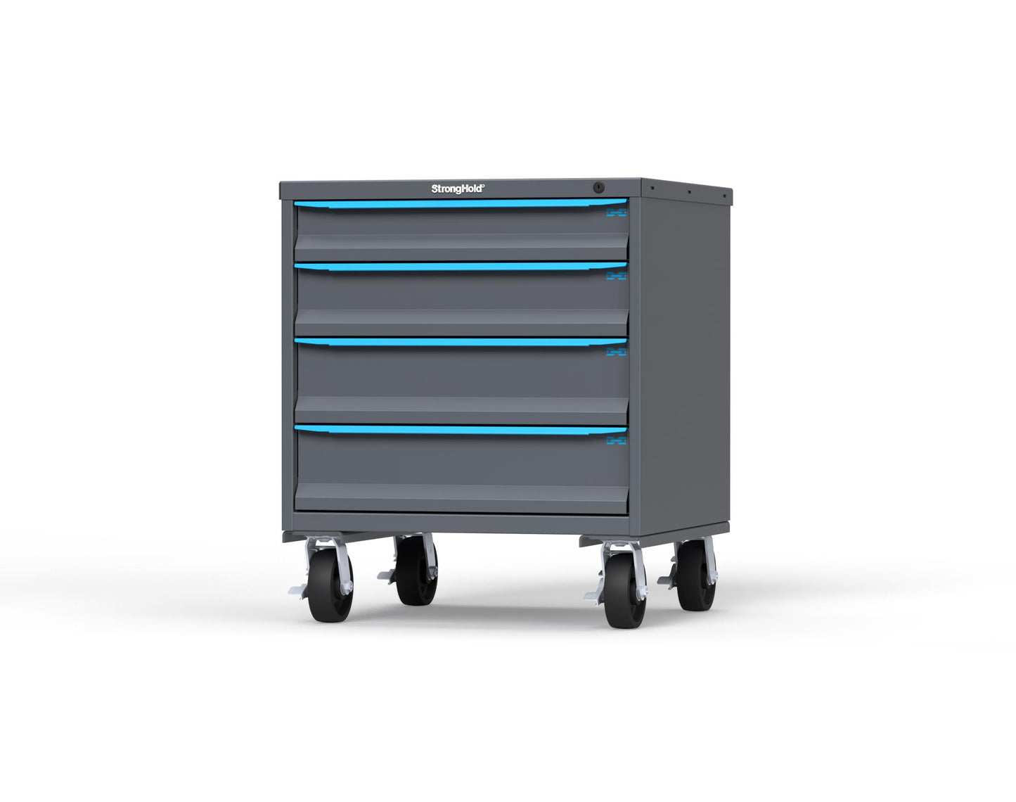 Modular Drawer 14 GA Storage Cabinet with 4 total Drawers - 30 In. W x 29 In. D x 36 In H. - 4" Drawers x 1, 5" Drawers x 1, 6" Drawers x 2 - 6" Casters - 30 In. W x 29 In. D x 36 In H - S3036-PCDAS-0402FS-5012