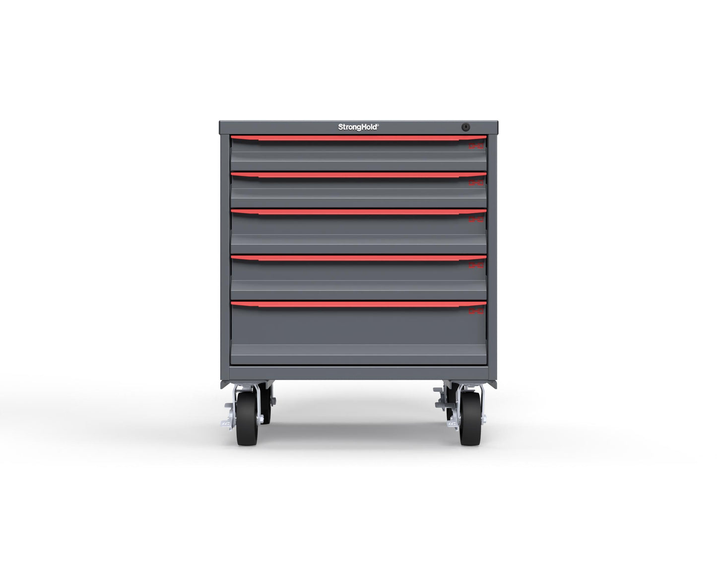 Modular Drawer 14 GA Storage Cabinet with 5 total Drawers - 30 In. W x 29 In. D x 36 In H. - 3" Drawers x 2, 4" Drawers x 2, 6" Drawers x 1 - 6" Casters - 30 In. W x 29 In. D x 36 In H - S3036-PCDAS-0502DS-3001