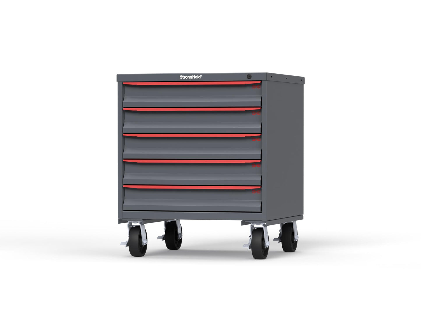 Modular Drawer 14 GA Storage Cabinet with 5 total Drawers - 30 In. W x 29 In. D x 36 In H. - 4" Drawers x 5 - 6" Casters - 30 In. W x 29 In. D x 36 In H - S3036-PCDAS-0504DS-3001