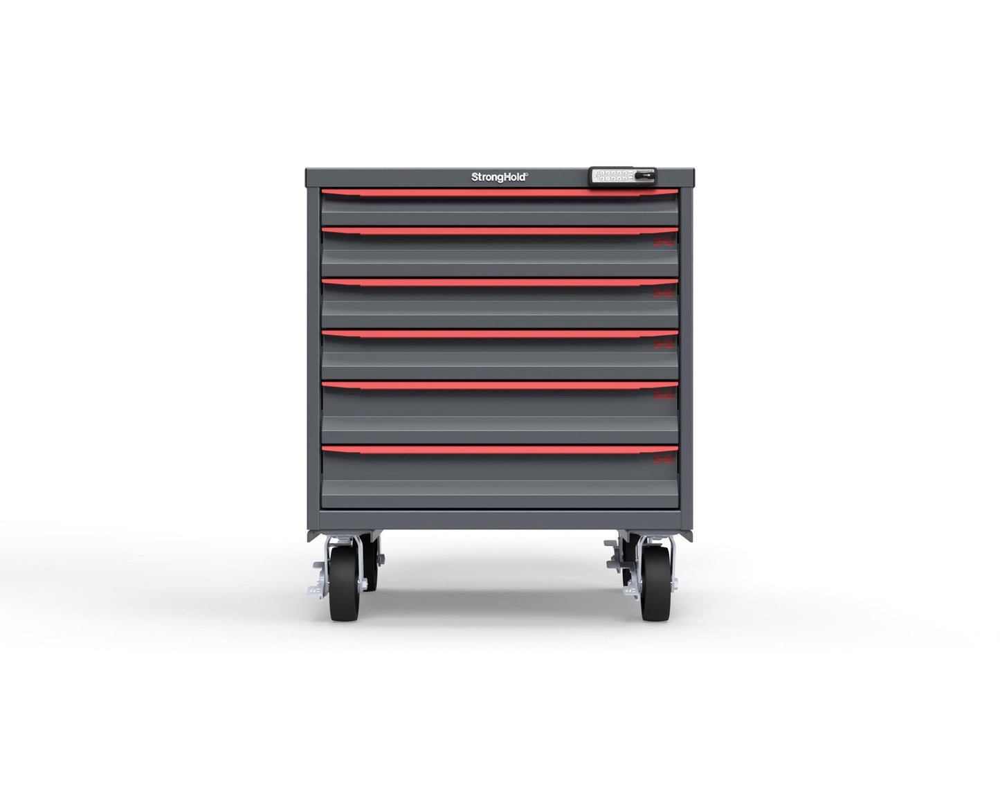 Modular Drawer 14 GA Storage Cabinet with 6 total Drawers - 30 In. W x 29 In. D x 36 In H. - 2" Drawers x 1, 3" Drawers x 3, 4" Drawers x 2 - 6" Casters - 30 In. W x 29 In. D x 36 In H - S3036-PCRAS-0601DS-3001-CompX-Regulator