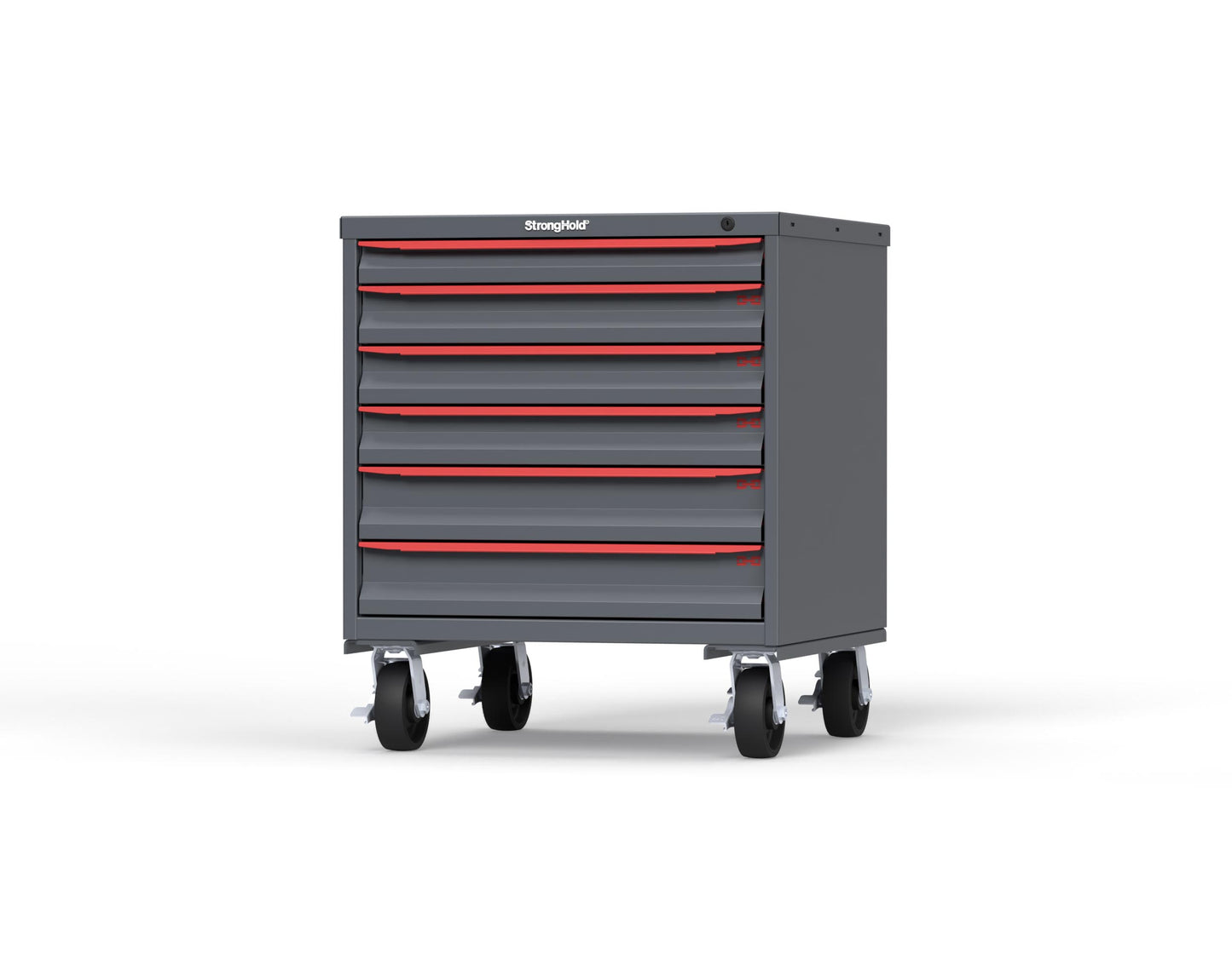 Modular Drawer 14 GA Storage Cabinet with 6 total Drawers - 30 In. W x 29 In. D x 36 In H. - 2" Drawers x 1, 3" Drawers x 3, 4" Drawers x 2 - 6" Casters - 30 In. W x 29 In. D x 36 In H - S3036-PCDAS-0601DS-3001