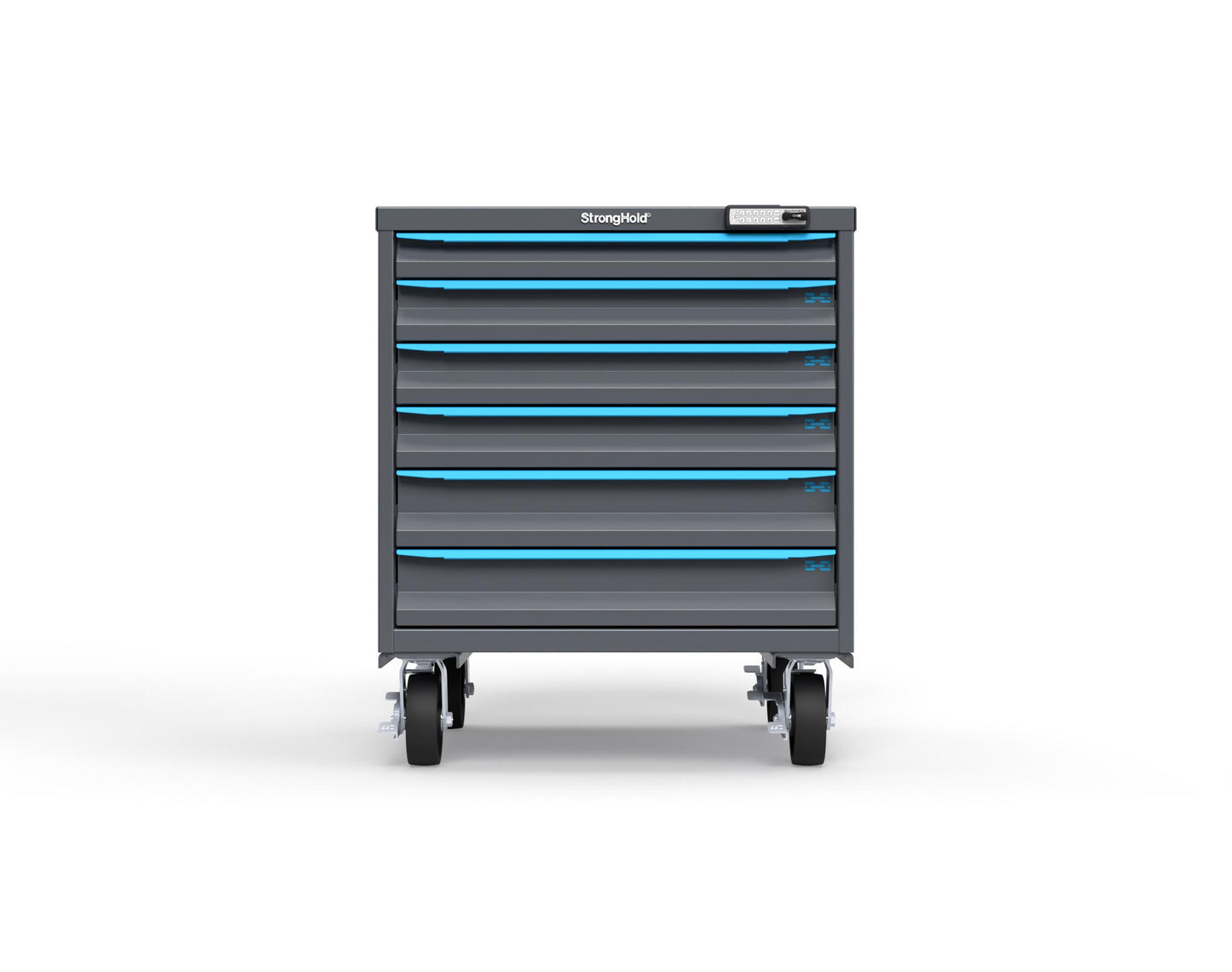 Modular Drawer 14 GA Storage Cabinet with 6 total Drawers - 30 In. W x 29 In. D x 36 In H. - 2" Drawers x 1, 3" Drawers x 3, 4" Drawers x 2 - 6" Casters - 30 In. W x 29 In. D x 36 In H - S3036-PCRAS-0601FS-5012-CompX-Regulator