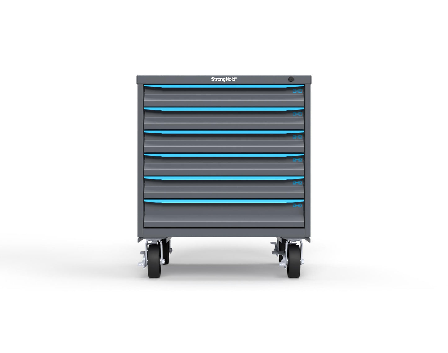 Modular Drawer 14 GA Storage Cabinet with 6 total Drawers - 30 In. W x 29 In. D x 36 In H. - 3" Drawers x 5, 4" Drawers x 1 - 6" Casters - 30 In. W x 29 In. D x 36 In H - S3036-PCDAS-0602FS-5012