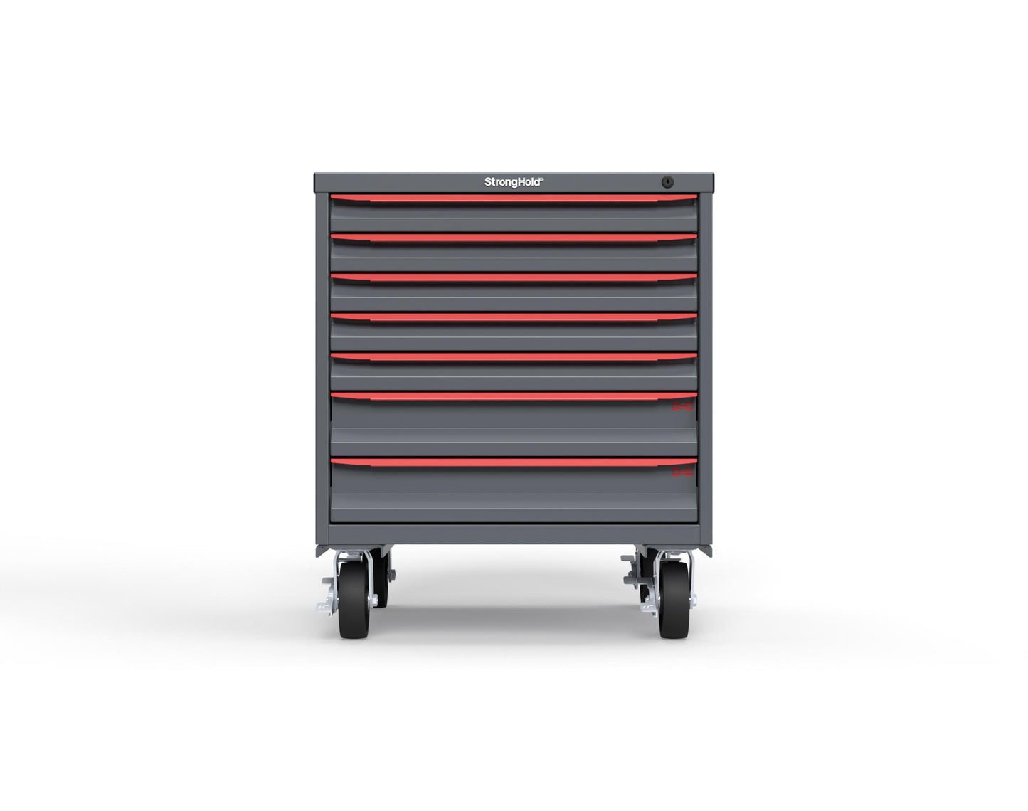 Modular Drawer 14 GA Storage Cabinet with 7 total Drawers - 30 In. W x 29 In. D x 36 In H. - 2" Drawers x 5, 4" Drawers x 2 - 6" Casters - 30 In. W x 29 In. D x 36 In H - S3036-PCDAS-0701DS-3001