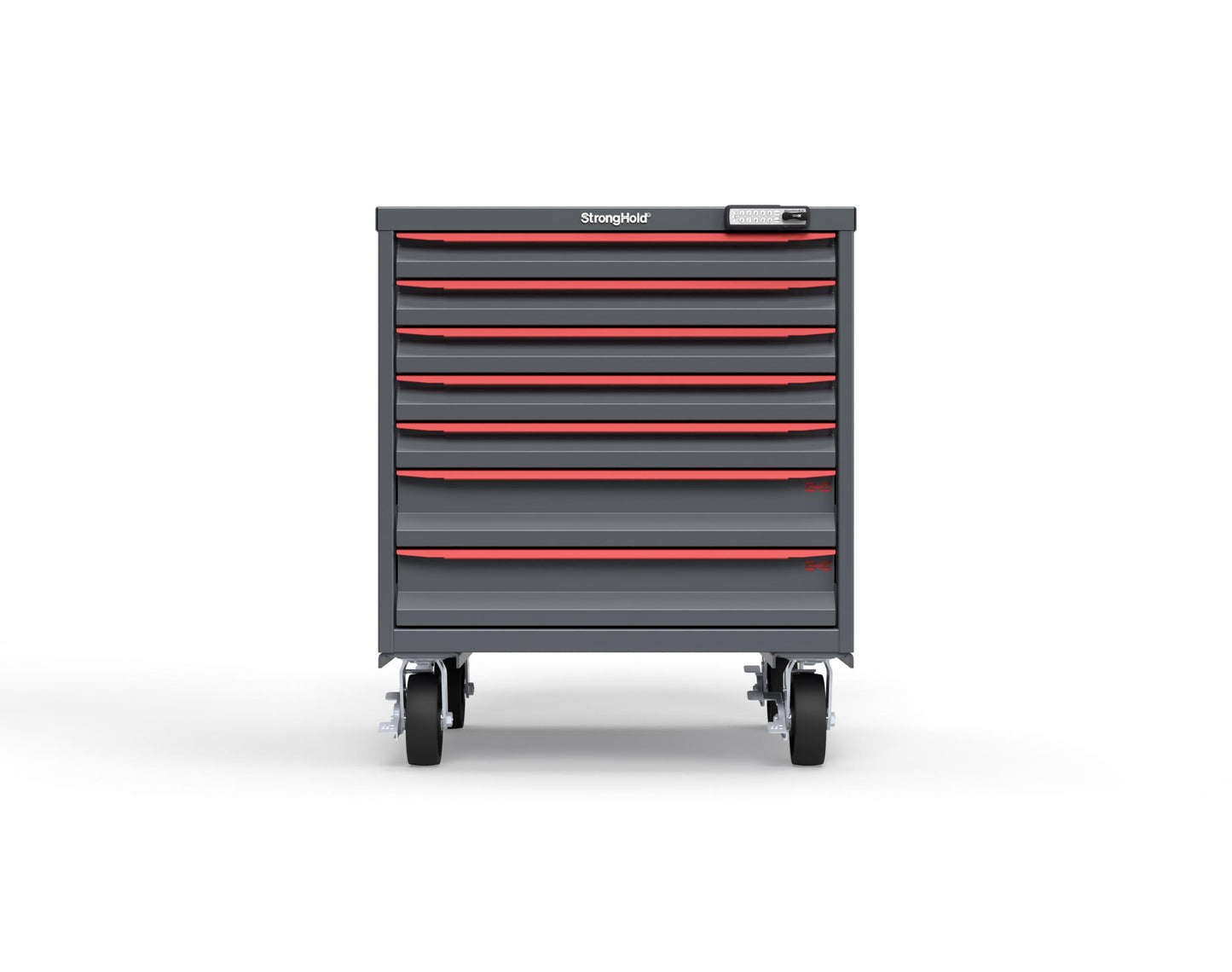 Modular Drawer 14 GA Storage Cabinet with 7 total Drawers - 30 In. W x 29 In. D x 36 In H. - 2" Drawers x 5, 4" Drawers x 2 - 6" Casters - 30 In. W x 29 In. D x 36 In H - S3036-PCRAS-0701DS-3001-CompX-Regulator