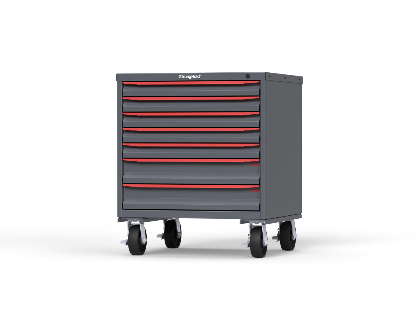 Modular Drawer 14 GA Storage Cabinet with 7 total Drawers - 30 In. W x 29 In. D x 36 In H. - 2" Drawers x 5, 4" Drawers x 2 - 6" Casters - 30 In. W x 29 In. D x 36 In H - S3036-PCDAS-0701DS-3001