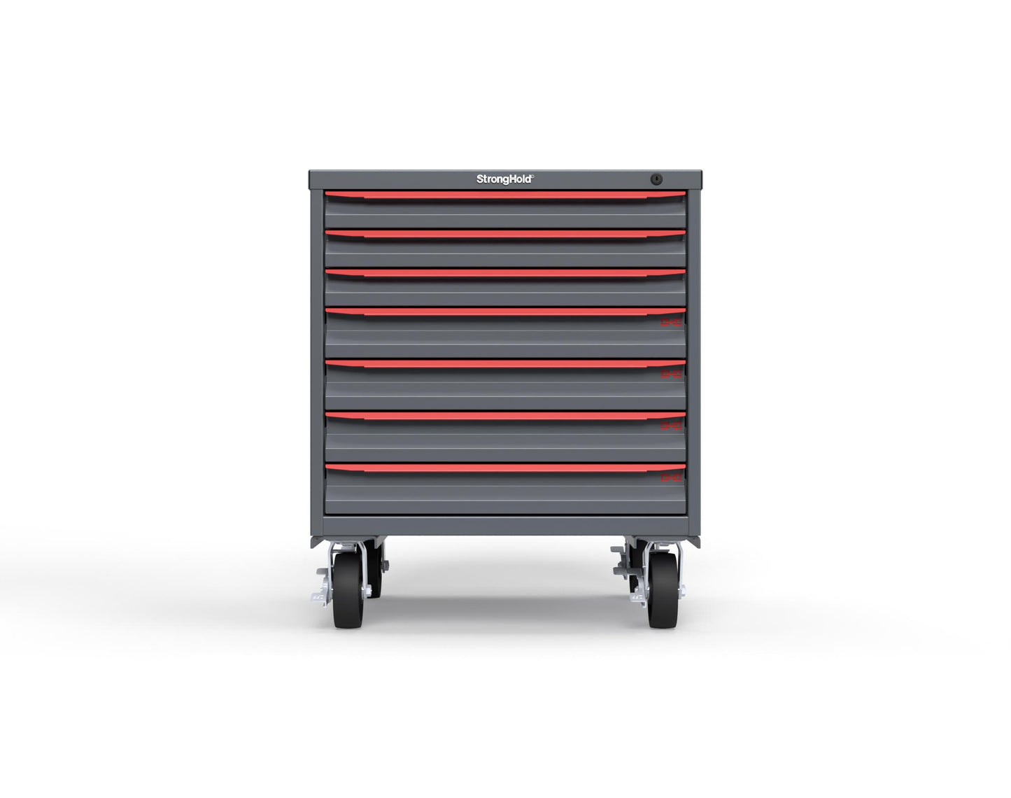 Modular Drawer 14 GA Storage Cabinet with 6 total Drawers - 30 In. W x 29 In. D x 36 In H. - 2" Drawers x 3, 3" Drawers x 4 - 6" Casters - 30 In. W x 29 In. D x 36 In H - S3036-PCDAS-0703DS-3001