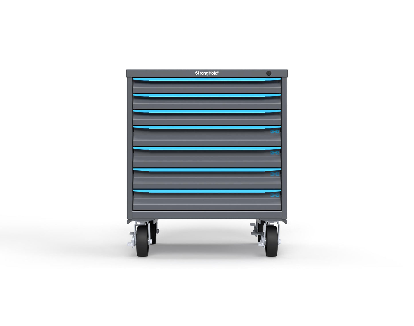 Modular Drawer 14 GA Storage Cabinet with 6 total Drawers - 30 In. W x 29 In. D x 36 In H. - 2" Drawers x 3, 3" Drawers x 4 - 6" Casters - 30 In. W x 29 In. D x 36 In H - S3036-PCDAS-0703FS-5012