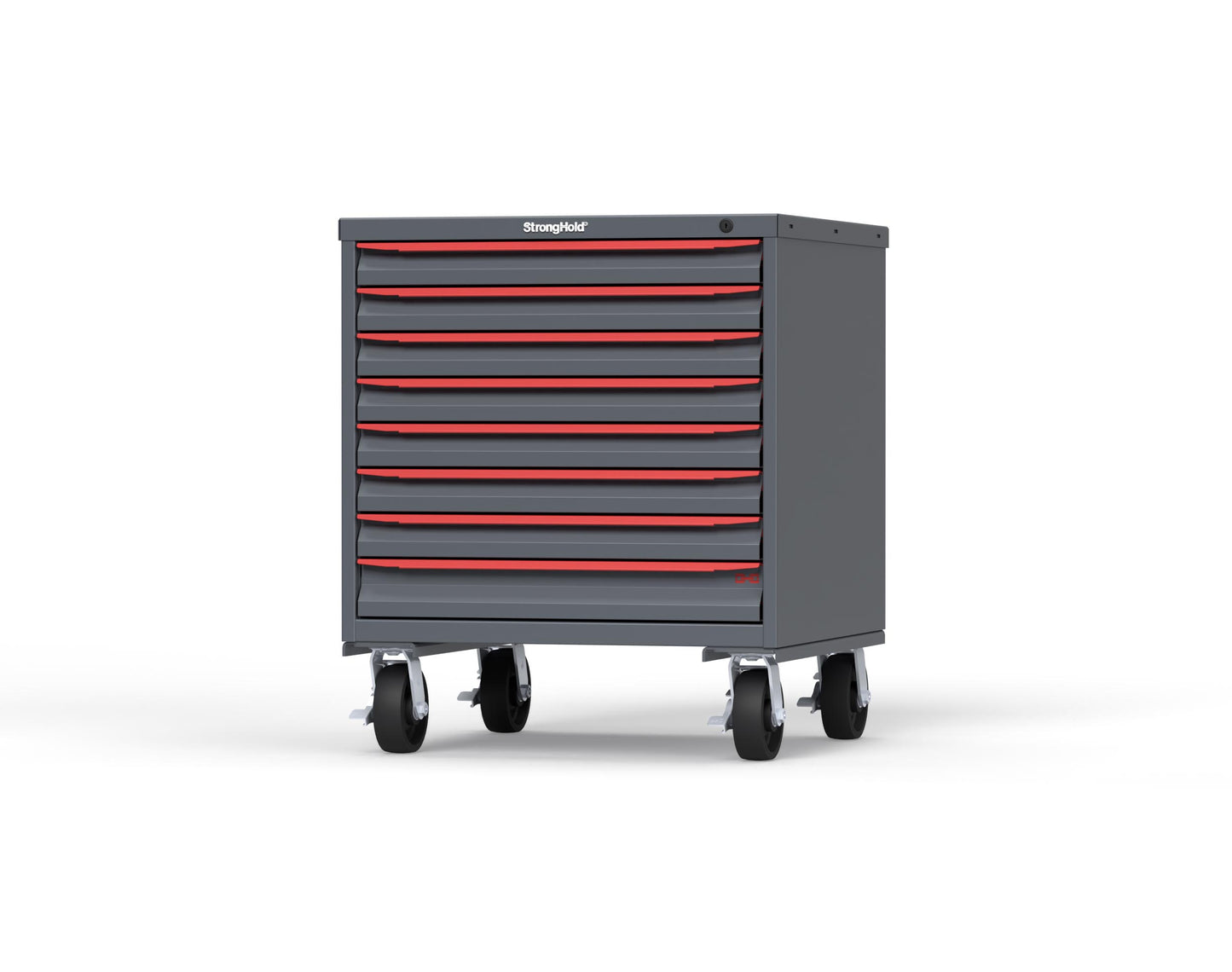 Modular Drawer 14 GA Storage Cabinet with 8 total Drawers - 30 In. W x 29 In. D x 36 In H. - 2" Drawers x 7, 3" Drawers x 1 - 6" Casters - 30 In. W x 29 In. D x 36 In H - S3036-PCDAS-0801DS-3001