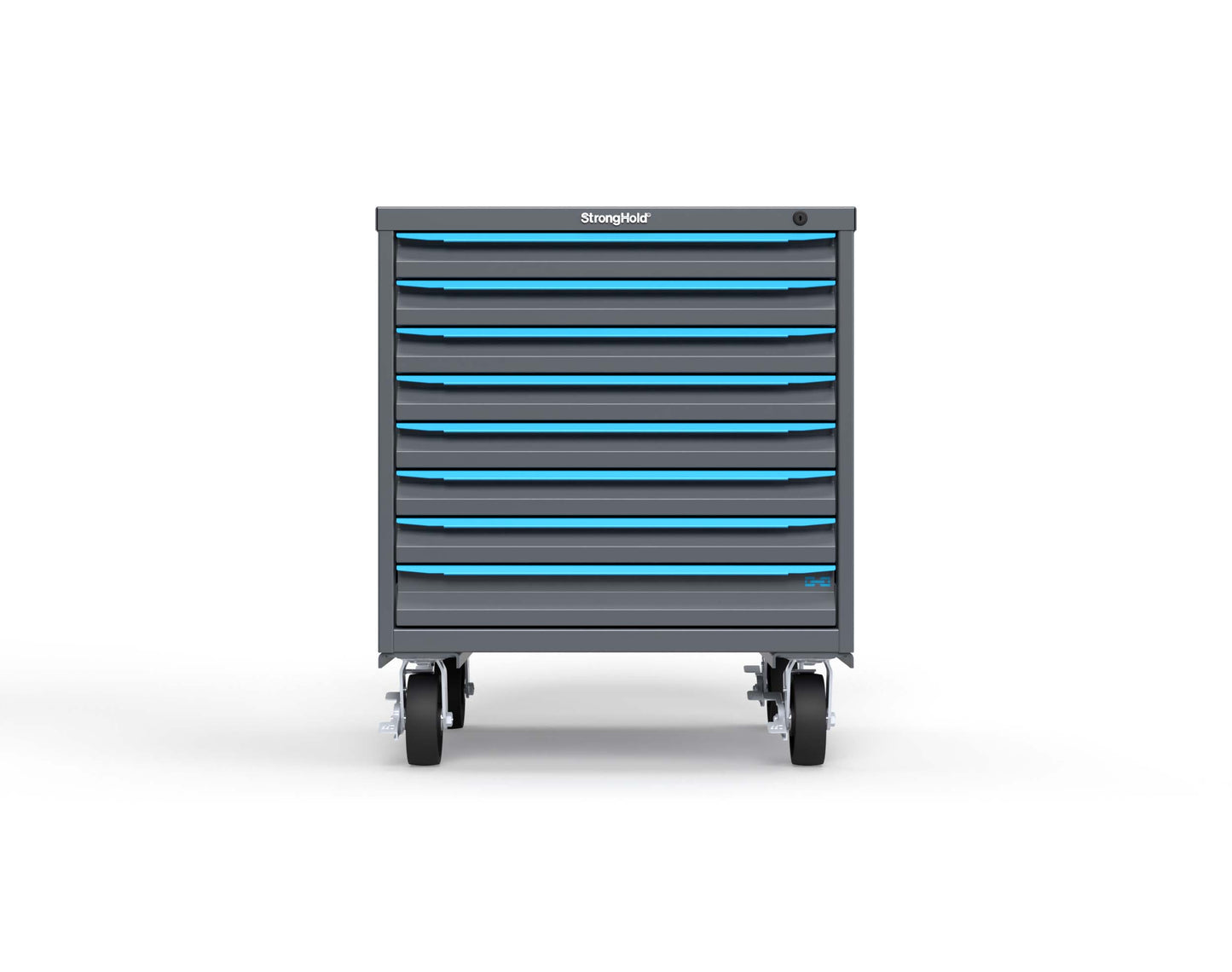 Modular Drawer 14 GA Storage Cabinet with 8 total Drawers - 30 In. W x 29 In. D x 36 In H. - 2" Drawers x 7, 3" Drawers x 1 - 6" Casters - 30 In. W x 29 In. D x 36 In H - S3036-PCDAS-0801FS-5012