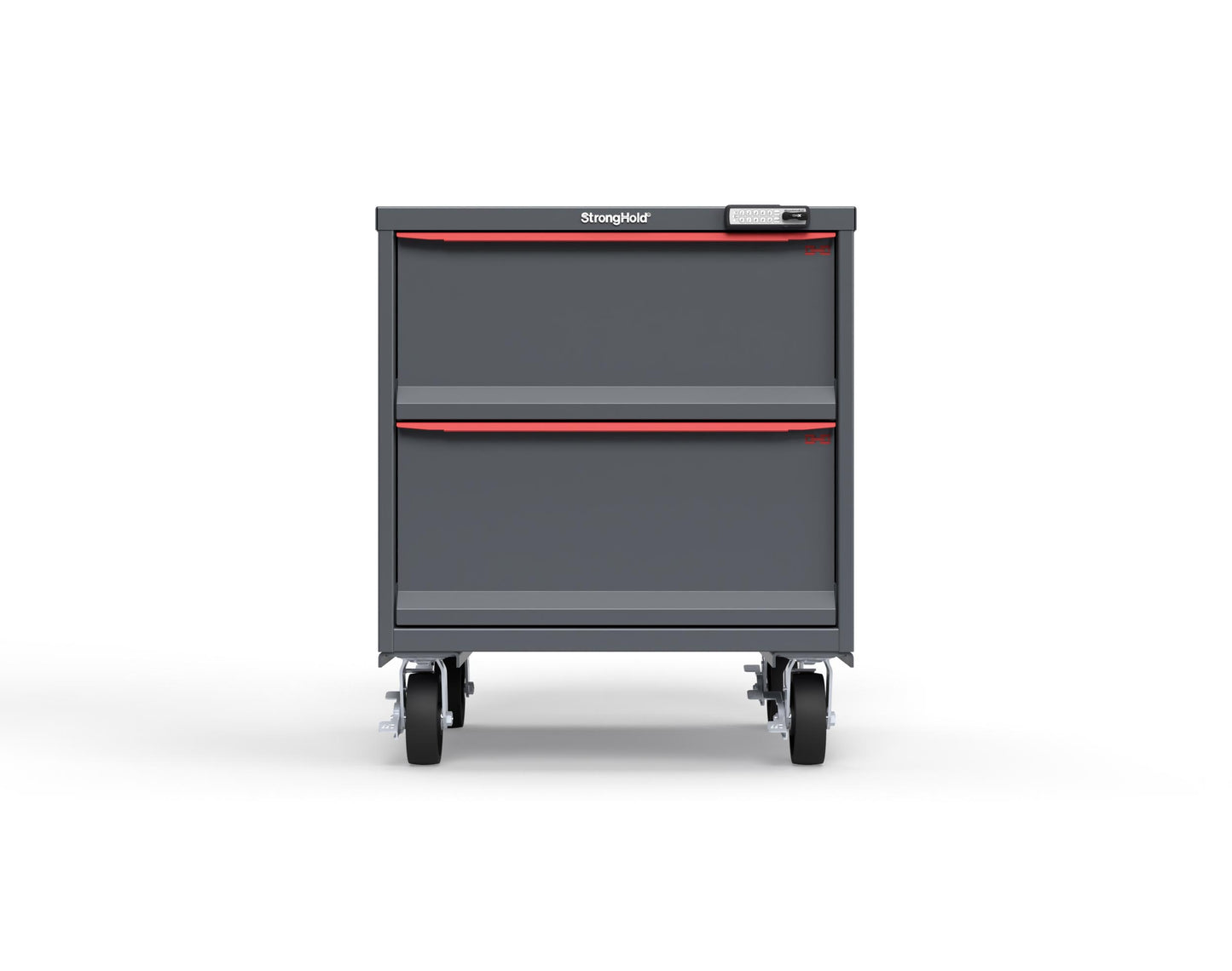 Modular Drawer 14 GA Storage Cabinet with 2 total Drawers - 30 In. W x 29 In. D x 36 In H. - 11" Drawers x 1, 12" Drawers x 1 - 6" Casters - 30 In. W x 29 In. D x 36 In H - S3036-PCRAS-0201DS-3001-CompX-Regulator