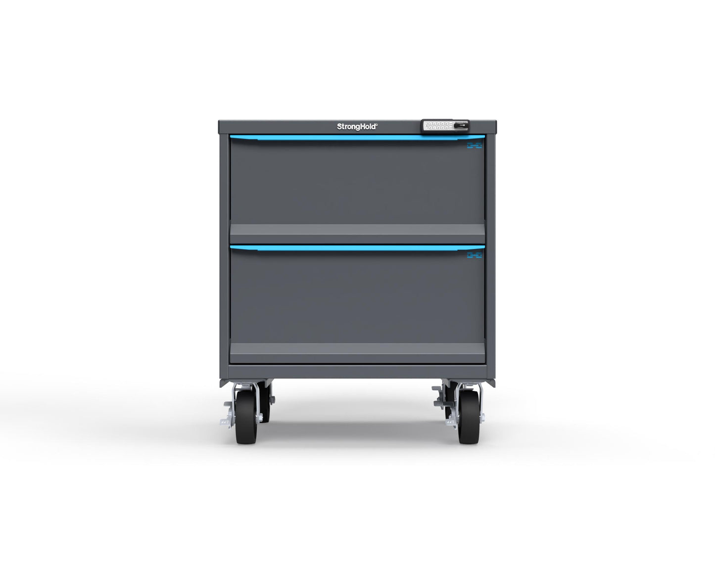 Modular Drawer 14 GA Storage Cabinet with 2 total Drawers - 30 In. W x 29 In. D x 36 In H. - 11" Drawers x 1, 12" Drawers x 1 - 6" Casters - 30 In. W x 29 In. D x 36 In H - S3036-PCRAS-0201FS-5012-CompX-Regulator