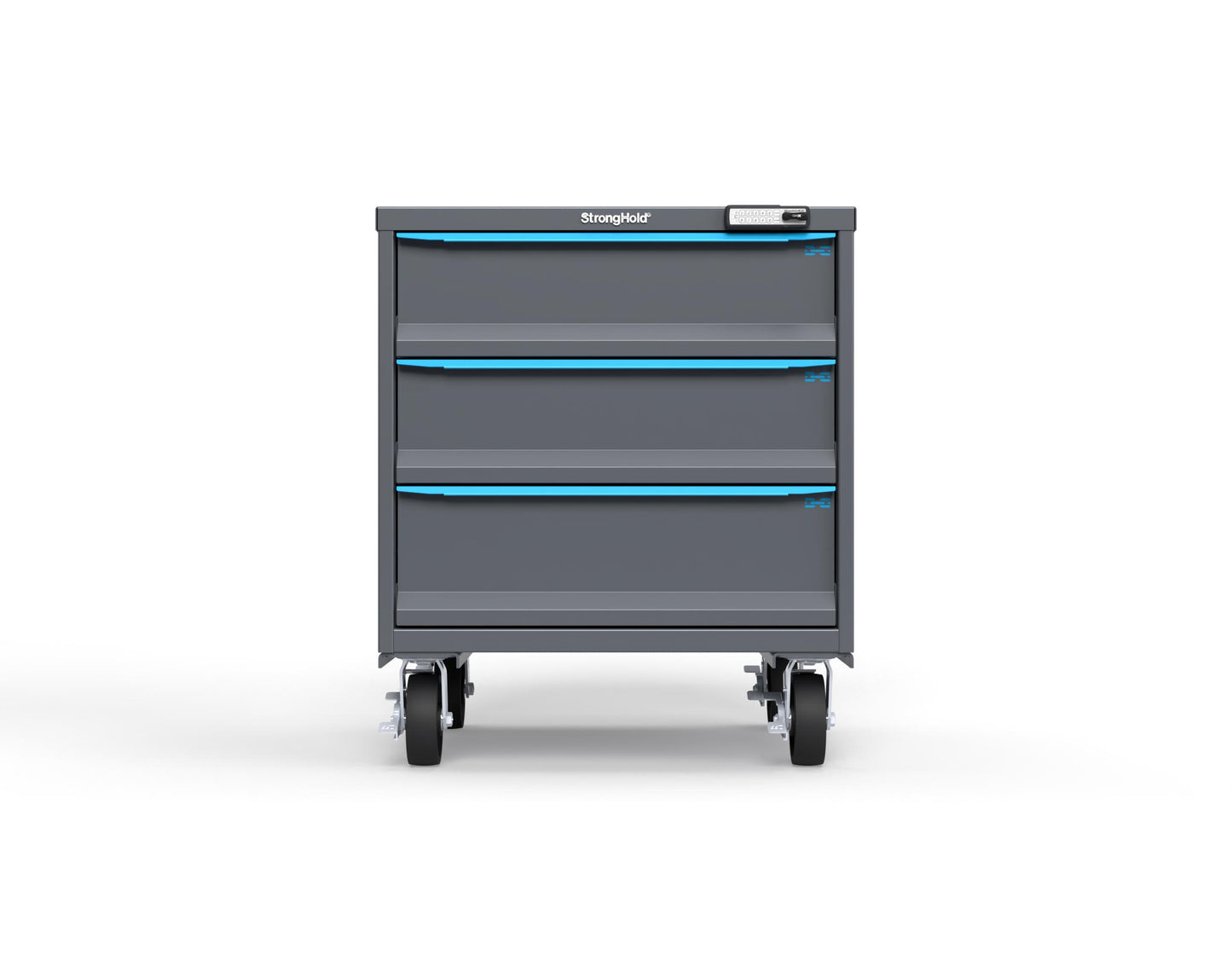 Modular Drawer 14 GA Storage Cabinet with 3 total Drawers - 30 In. W x 29 In. D x 36 In H. - 7" Drawers x 2, 8" Drawers x 1 - 6" Casters - 30 In. W x 29 In. D x 36 In H - S3036-PCRAS-0301FS-5012-CompX-Regulator
