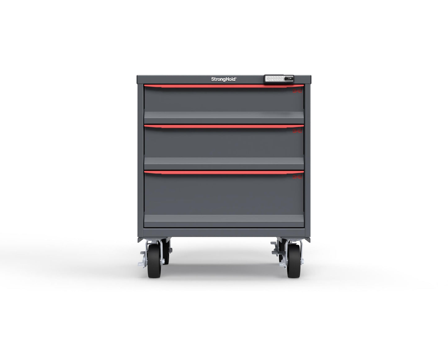 Modular Drawer 14 GA Storage Cabinet with 3 total Drawers - 30 In. W x 29 In. D x 36 In H. - 6" Drawers x 1, 7" Drawers x 1, 9" Drawers x 1 - 6" Casters - 30 In. W x 29 In. D x 36 In H - S3036-PCRAS-0303DS-3001-CompX-Regulator