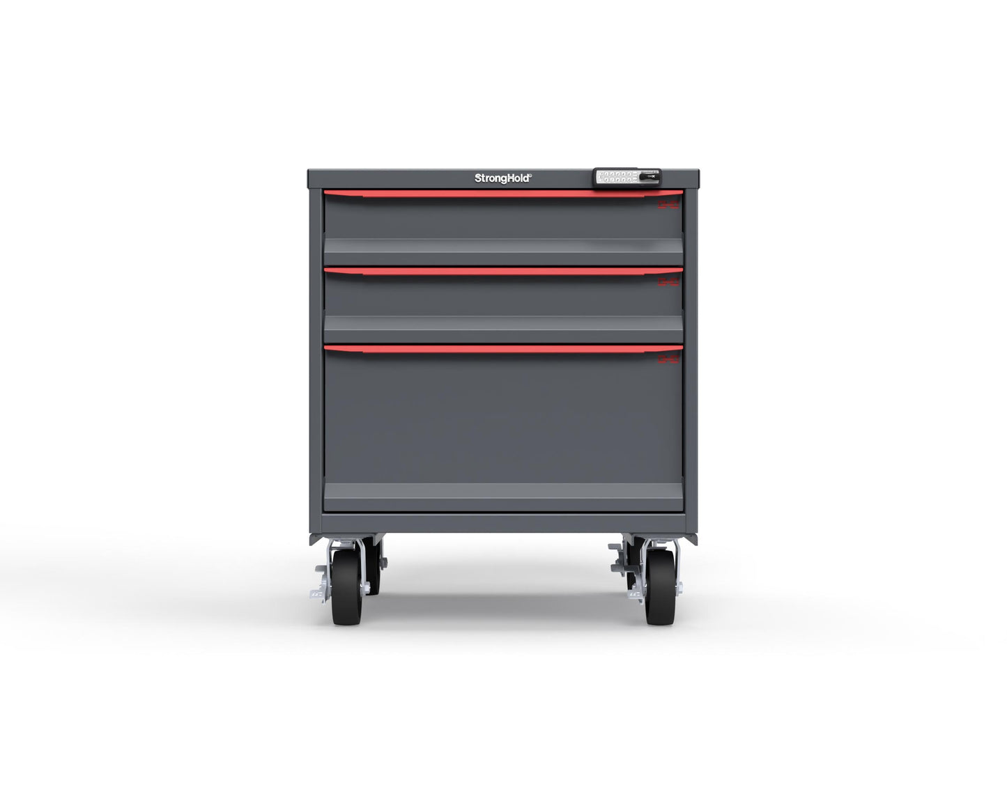 Modular Drawer 14 GA Storage Cabinet with 3 total Drawers - 30 In. W x 29 In. D x 36 In H. - 5" Drawers x 2, 12" Drawers x 1 - 6" Casters - 30 In. W x 29 In. D x 36 In H - S3036-PCRAS-0304DS-3001-CompX-Regulator