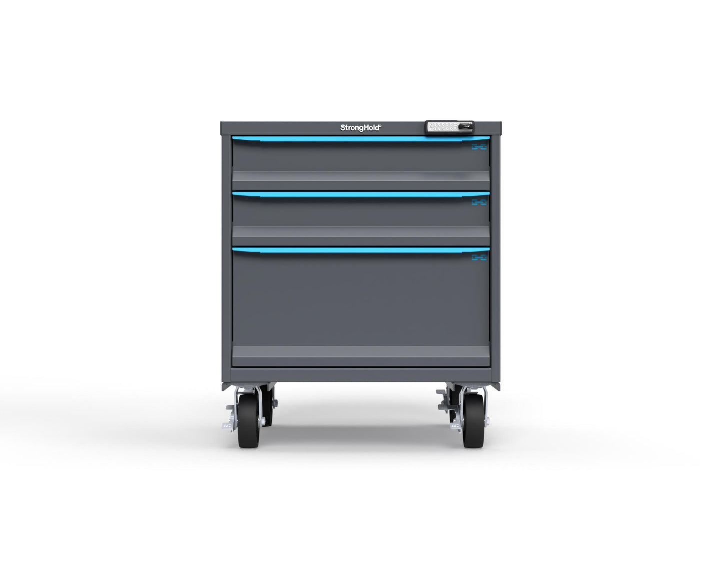 Modular Drawer 14 GA Storage Cabinet with 3 total Drawers - 30 In. W x 29 In. D x 36 In H. - 5" Drawers x 2, 12" Drawers x 1 - 6" Casters - 30 In. W x 29 In. D x 36 In H - S3036-PCRAS-0304FS-5012-CompX-Regulator