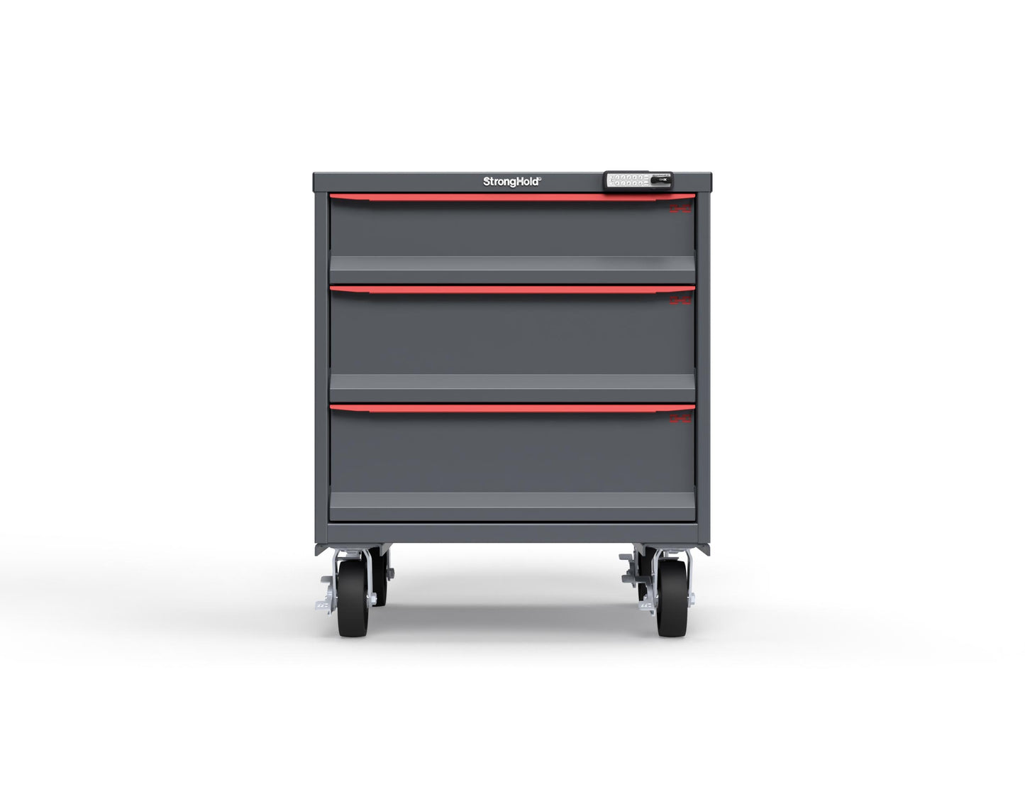 Modular Drawer 14 GA Storage Cabinet with 3 total Drawers - 30 In. W x 29 In. D x 36 In H. - 6" Drawers x 1, 8" Drawers x 2 - 6" Casters - 30 In. W x 29 In. D x 36 In H - S3036-PCRAS-0305DS-3001-CompX-Regulator