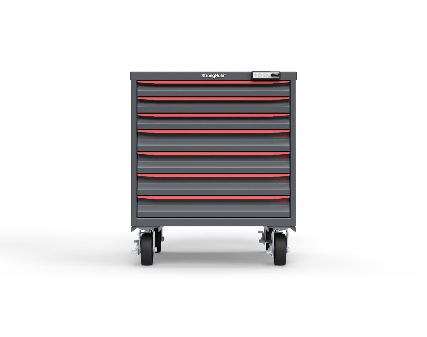 Modular Drawer 14 GA Storage Cabinet with 6 total Drawers - 30 In. W x 29 In. D x 36 In H. - 2" Drawers x 3, 3" Drawers x 4 - 6" Casters - 30 In. W x 29 In. D x 36 In H - S3036-PCRAS-0703DS-3001-CompX-Regulator