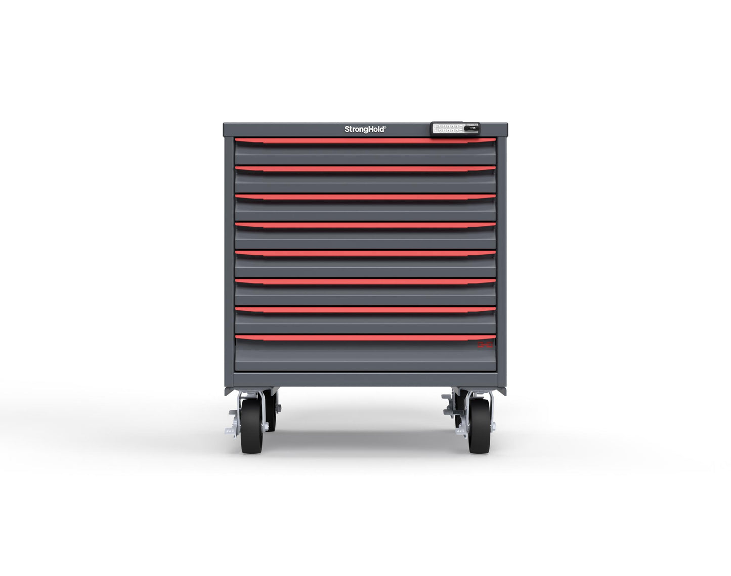 Modular Drawer 14 GA Storage Cabinet with 8 total Drawers - 30 In. W x 29 In. D x 36 In H. - 2" Drawers x 7, 3" Drawers x 1 - 6" Casters - 30 In. W x 29 In. D x 36 In H - S3036-PCRAS-0801DS-3001-CompX-Regulator