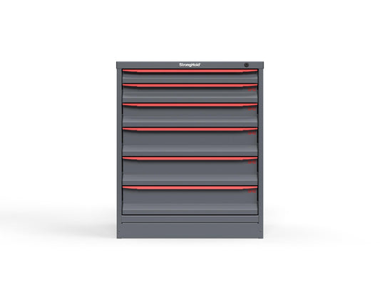 Modular Drawer 14 GA Storage Cabinet with 6 total drawers -2" Drawers x1, 3" Drawers x1, 4" Drawers x1, 5" Drawers x3 - 3" Integrated Legs - 30 In. W x 29 In. D x 36 In H. - S3036-PPDAS-0605DS-3001