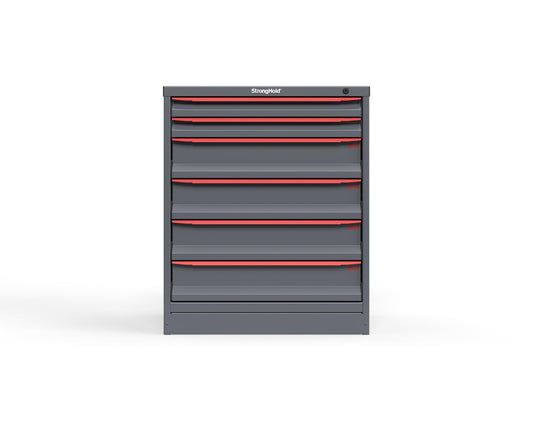 Modular Drawer 14 GA Storage Cabinet with 6 total drawers -2" Drawers x2, 5" Drawers x4 - 3" Integrated Legs - 30 In. W x 29 In. D x 36 In H. - S3036-PPDAS-0606DS-3001