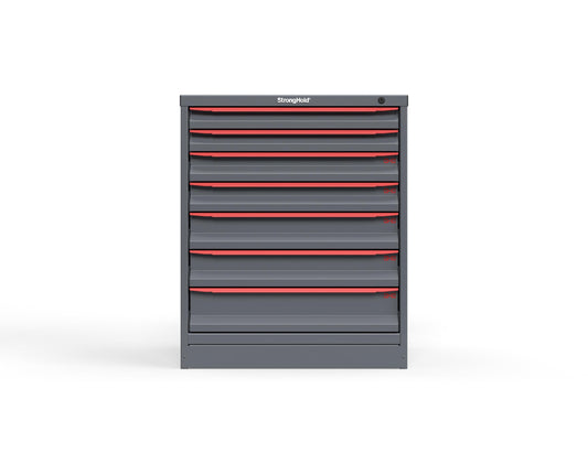 Modular Drawer 14 GA Storage Cabinet with 7 total drawers -2" Drawers x2, 3" Drawers x2, 4" Drawers x2, 5" Drawers x1 - 3" Integrated Legs - 30 In. W x 29 In. D x 36 In H. - S3036-PPDAS-0701DS-3001