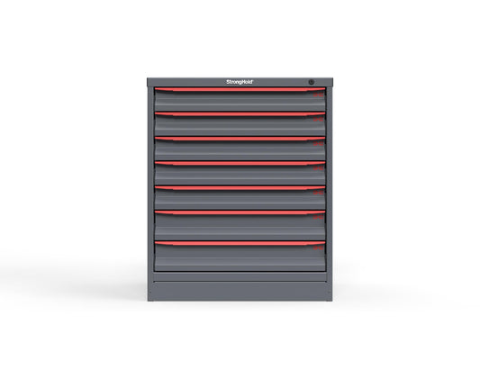 Modular Drawer 14 GA Storage Cabinet with 7 total drawers - 3" Drawers x5, 4" Drawers x2 - 3" Integrated Legs - 30 In. W x 29 In. D x 36 In H. - S3036-PPDAS-0702DS-3001