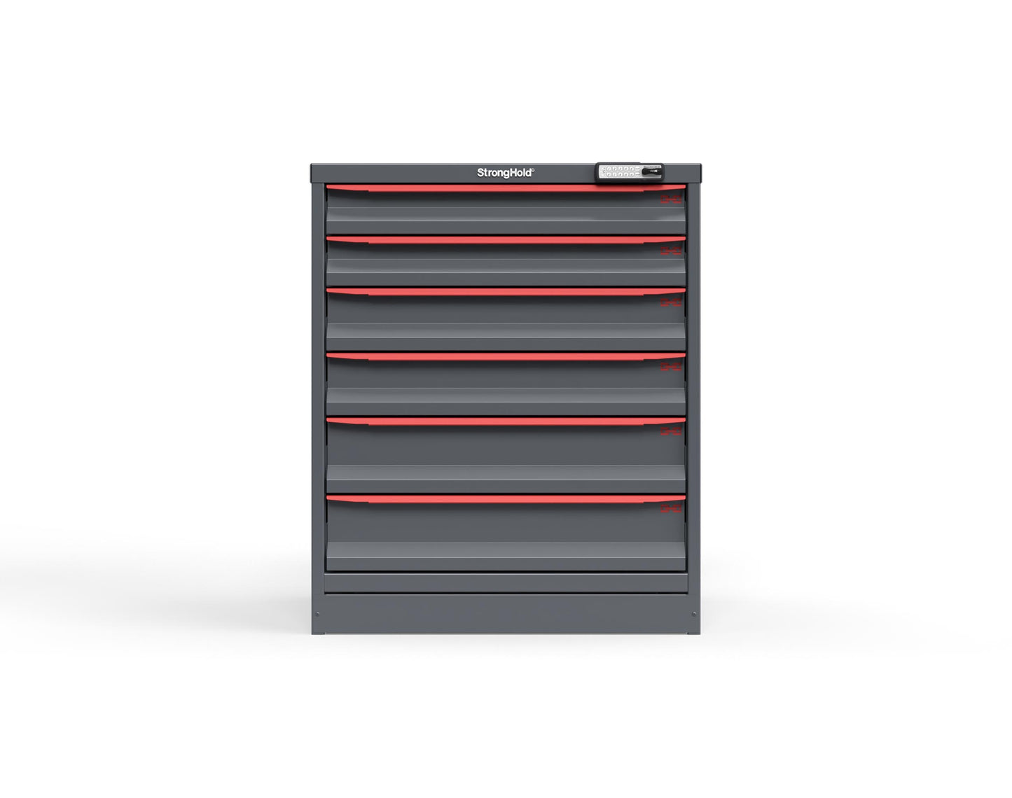 Modular Drawer 14 GA Storage Cabinet with 6 total drawers - 3" Drawers x2, 4" Drawers x2, 5" Drawers x2 - 3" Integrated Legs - 30 In. W x 29 In. D x 36 In H. - S3036-PPRAS-0604DS-3001