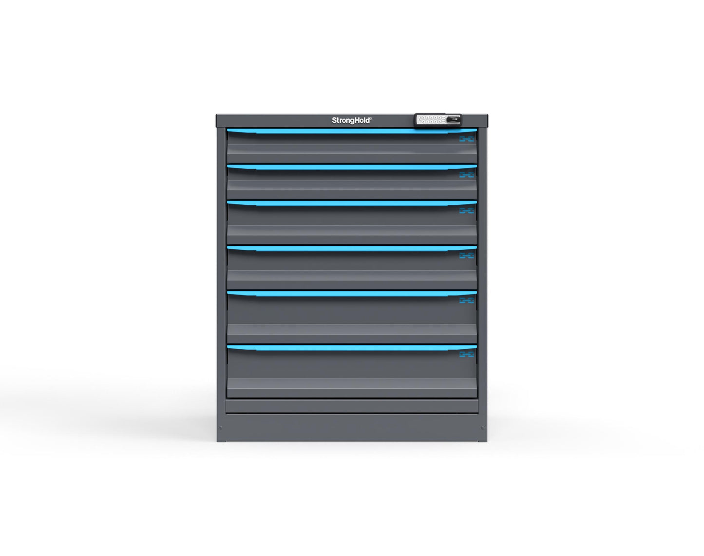 Modular Drawer 14 GA Storage Cabinet with 6 total drawers - 3" Drawers x2, 4" Drawers x2, 5" Drawers x2 - 3" Integrated Legs - 30 In. W x 29 In. D x 36 In H. - S3036-PPRAS-0604FS-5012
