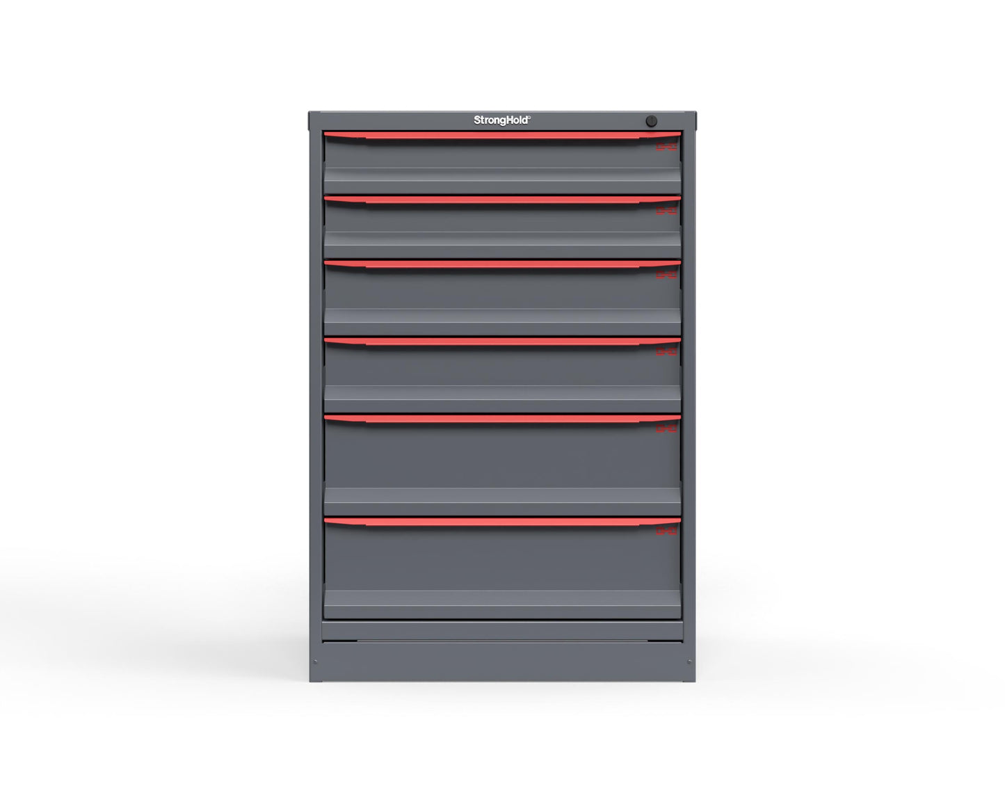 Modular Drawer 14 GA Storage Cabinet with 6 total drawers - 4" Drawers x2, 5" Drawers x2, 7" Drawers x2 - 3" Integrated Legs - 30 In. W x 29 In. D x 44 In H. - S3044-PPDAS-0602DS-3001