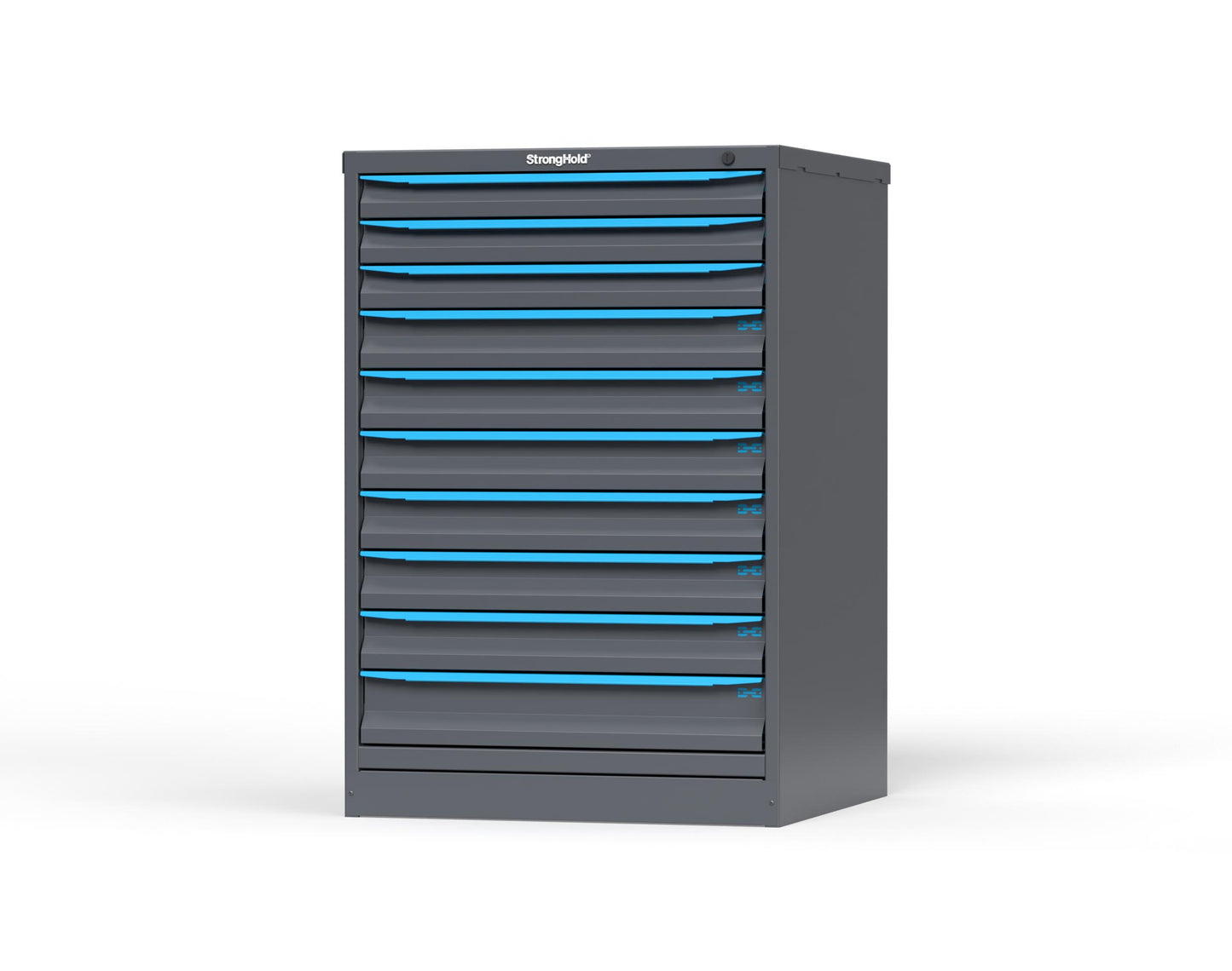 Modular Drawer 14 GA Storage Cabinet with 10 total drawers -2" Drawers x3, 3" Drawers x6, 4" Drawers x1 - 3" Integrated Legs - 30 In. W x 29 In. D x 44 In H. - S3044-PPDAS-1002FS-5012