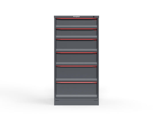 Modular Drawer 14 GA Storage Cabinet with 6 total drawers - 6" Drawers x2, 8" Drawers x2, 10" Drawers x2 - 3" Integrated Legs - 30 In. W x 29 In. D x 60 In H. - S3060-PPDAS-0605DS-3001