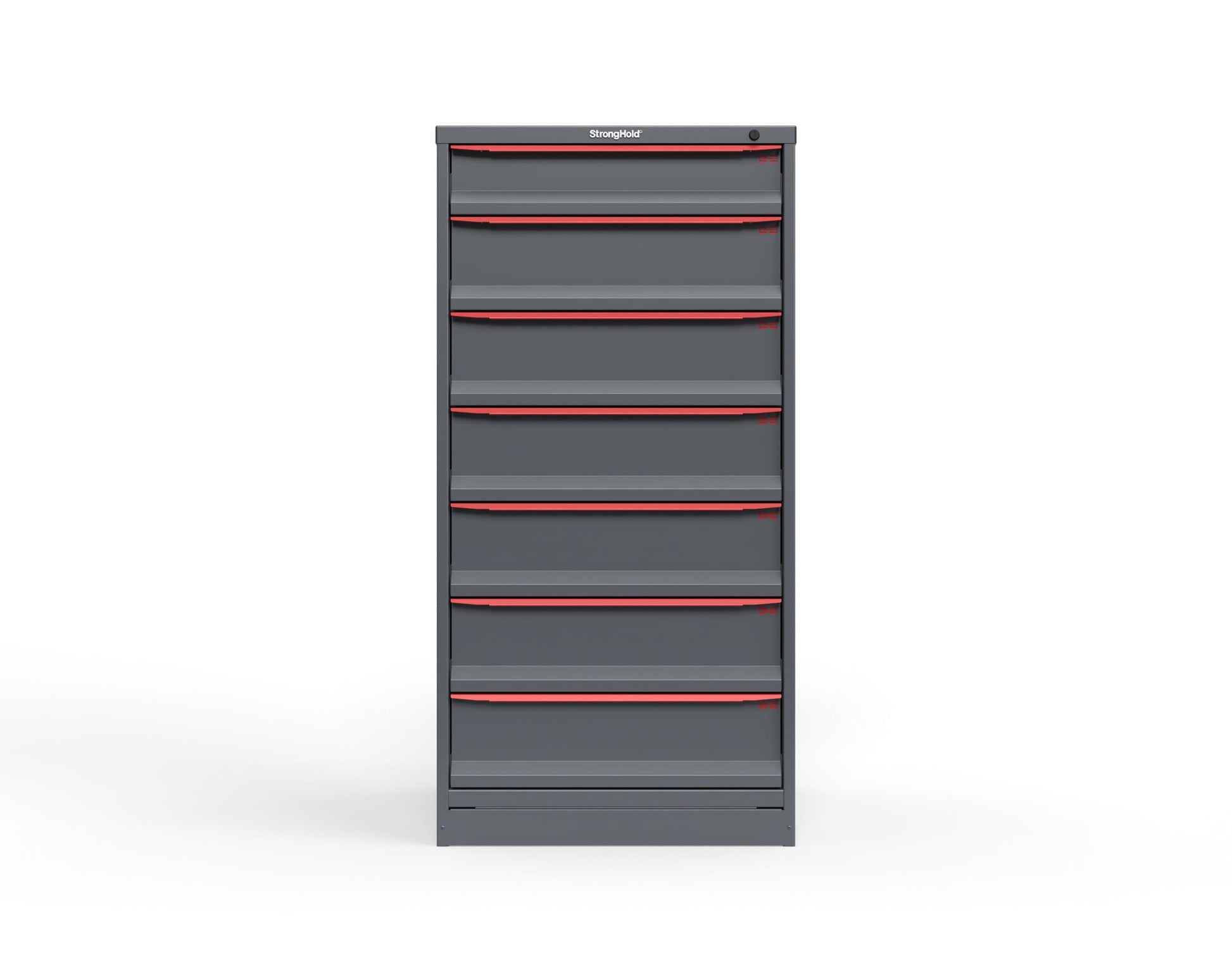 Modular Drawer 14 GA Storage Cabinet with 7 total drawers - 5" Drawers x1, 7" Drawers x6 - 3" Integrated Legs - 30 In. W x 29 In. D x 60 In H. - S3060-PPDAS-0701DS-3001