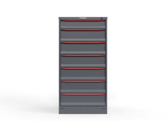 Modular Drawer 14 GA Storage Cabinet with 7 total drawers - 5" Drawers x1, 7" Drawers x6 - 3" Integrated Legs - 30 In. W x 29 In. D x 60 In H. - S3060-PPDAS-0701DS-3001