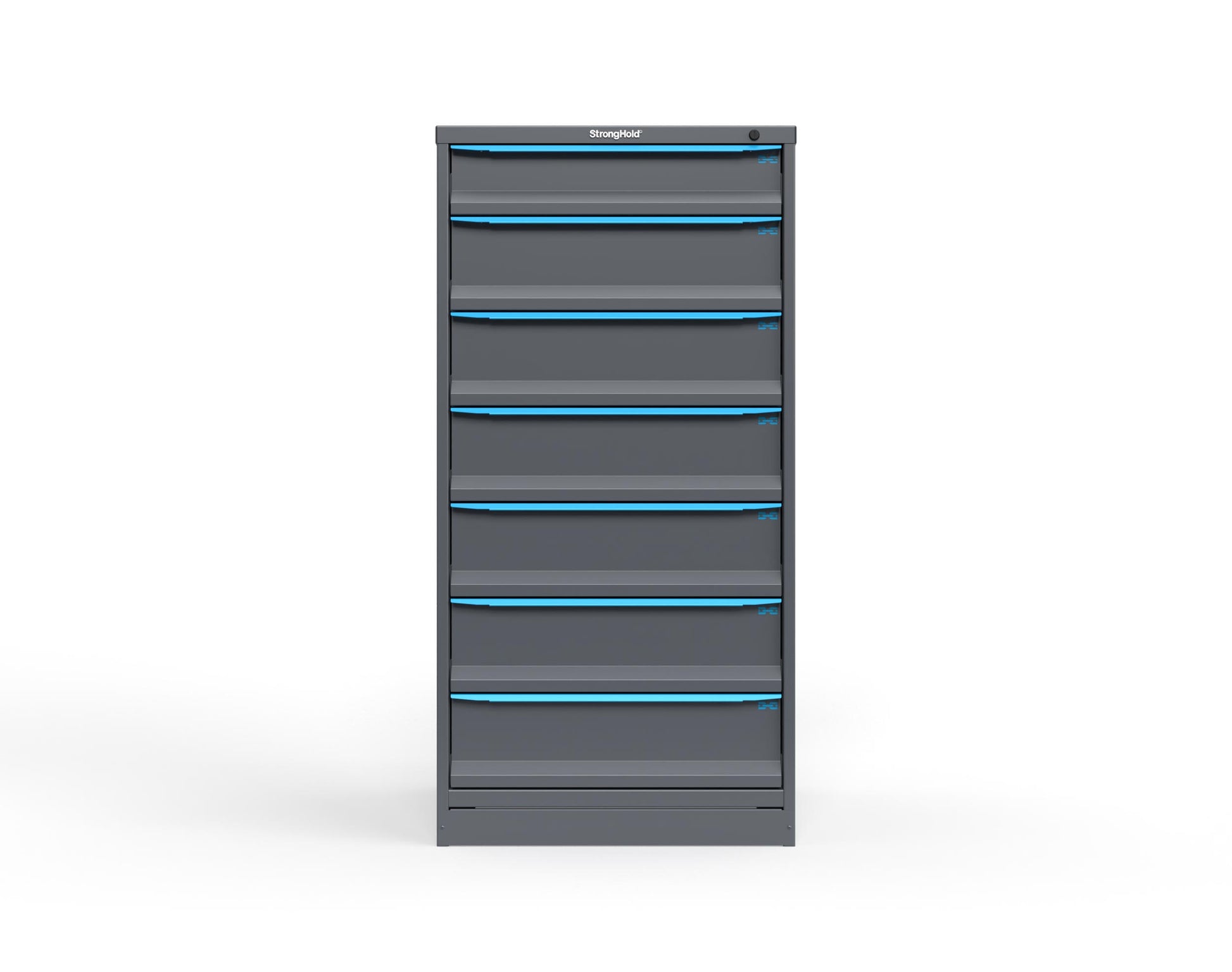 Modular Drawer 14 GA Storage Cabinet with 7 total drawers - 5" Drawers x1, 7" Drawers x6 - 3" Integrated Legs - 30 In. W x 29 In. D x 60 In H. - S3060-PPDAS-0701FS-5012