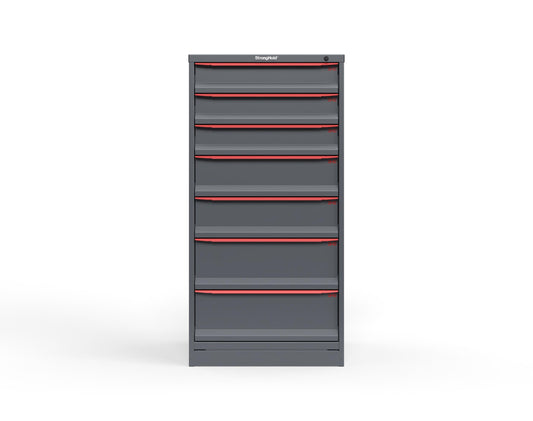Modular Drawer 14 GA Storage Cabinet with 7 total drawers - 5" Drawers x3, 7" Drawers x2, 9" Drawers x2 - 3" Integrated Legs - 30 In. W x 29 In. D x 60 In H. - S3060-PPDAS-0702DS-3001