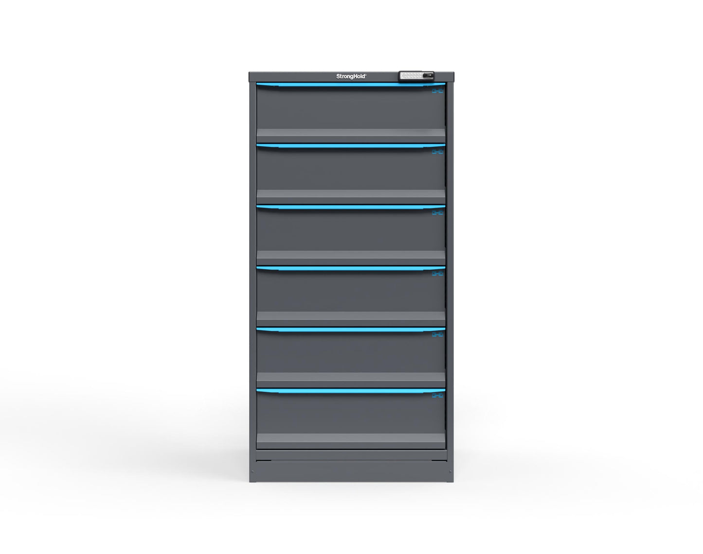 Modular Drawer 14 GA Storage Cabinet with 6 total drawers - 8" Drawers x6 - 3" Integrated Legs - 30 In. W x 29 In. D x 60 In H. - S3060-PPDAS-0604FS-5012