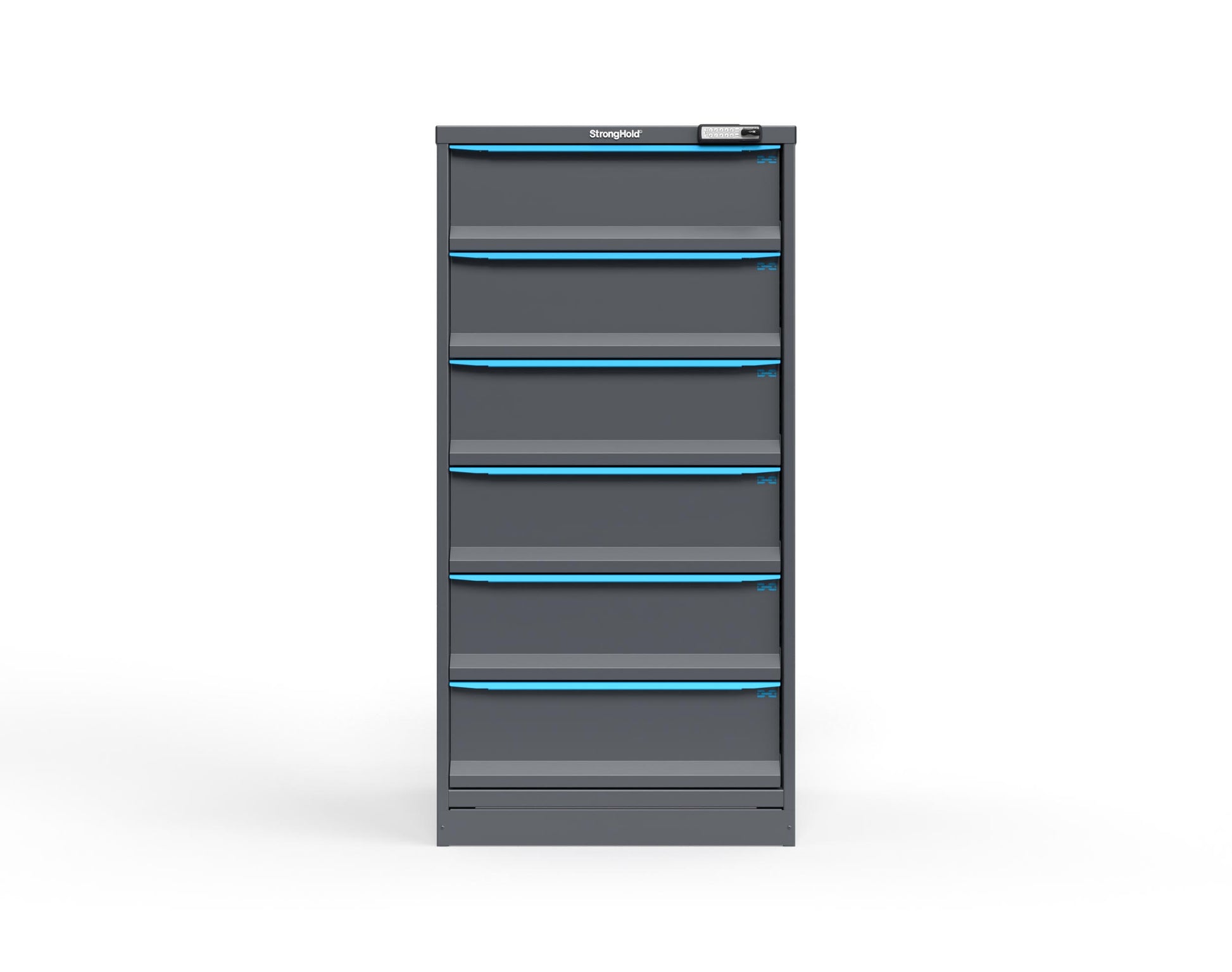 Modular Drawer 14 GA Storage Cabinet with 6 total drawers - 8" Drawers x6 - 3" Integrated Legs - 30 In. W x 29 In. D x 60 In H. - S3060-PPDAS-0604FS-5012