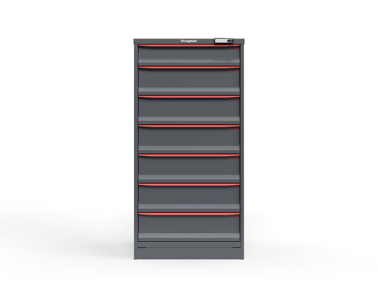 Modular Drawer 14 GA Storage Cabinet with 7 total drawers - 5" Drawers x1, 7" Drawers x6 - 3" Integrated Legs - 30 In. W x 29 In. D x 60 In H. - S3060-PPDAS-0701DS-3001