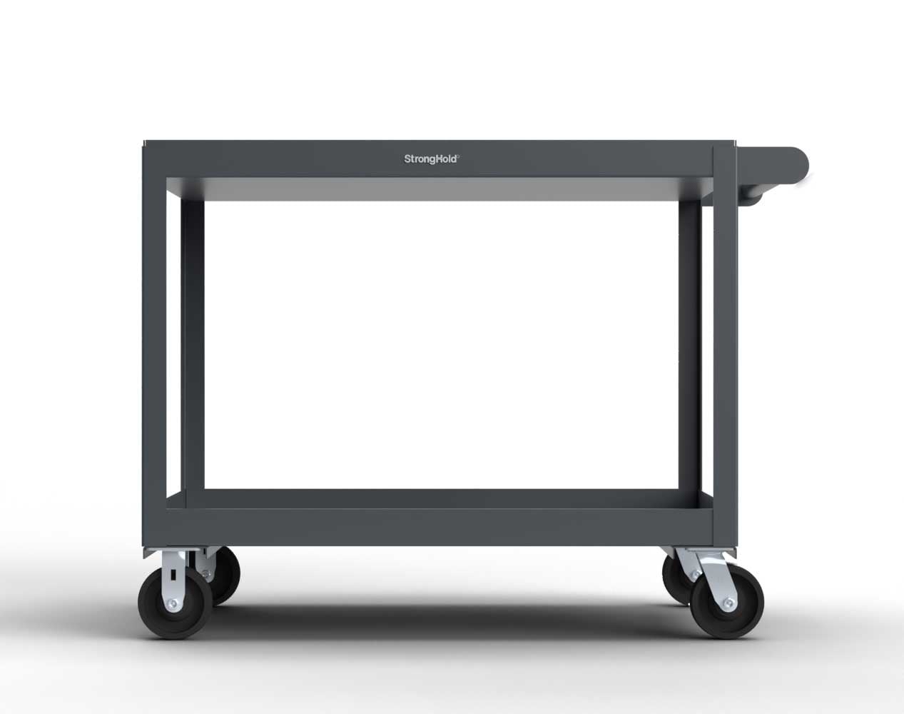 Extreme Duty 12 GA Mobile Service Cart with 12 GA Steel Top, 2 Shelves - 36 in. W x 24 in. D x 40 in. H