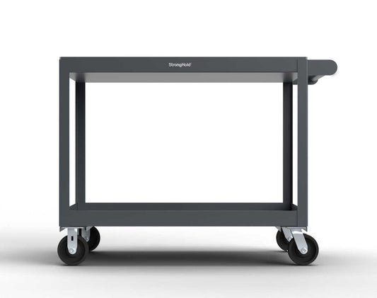 Extreme Duty 12 GA Mobile Service Cart with 12 GA Steel Top, 2 Shelves - 48 in. W x 32 in. D x 40 in. H