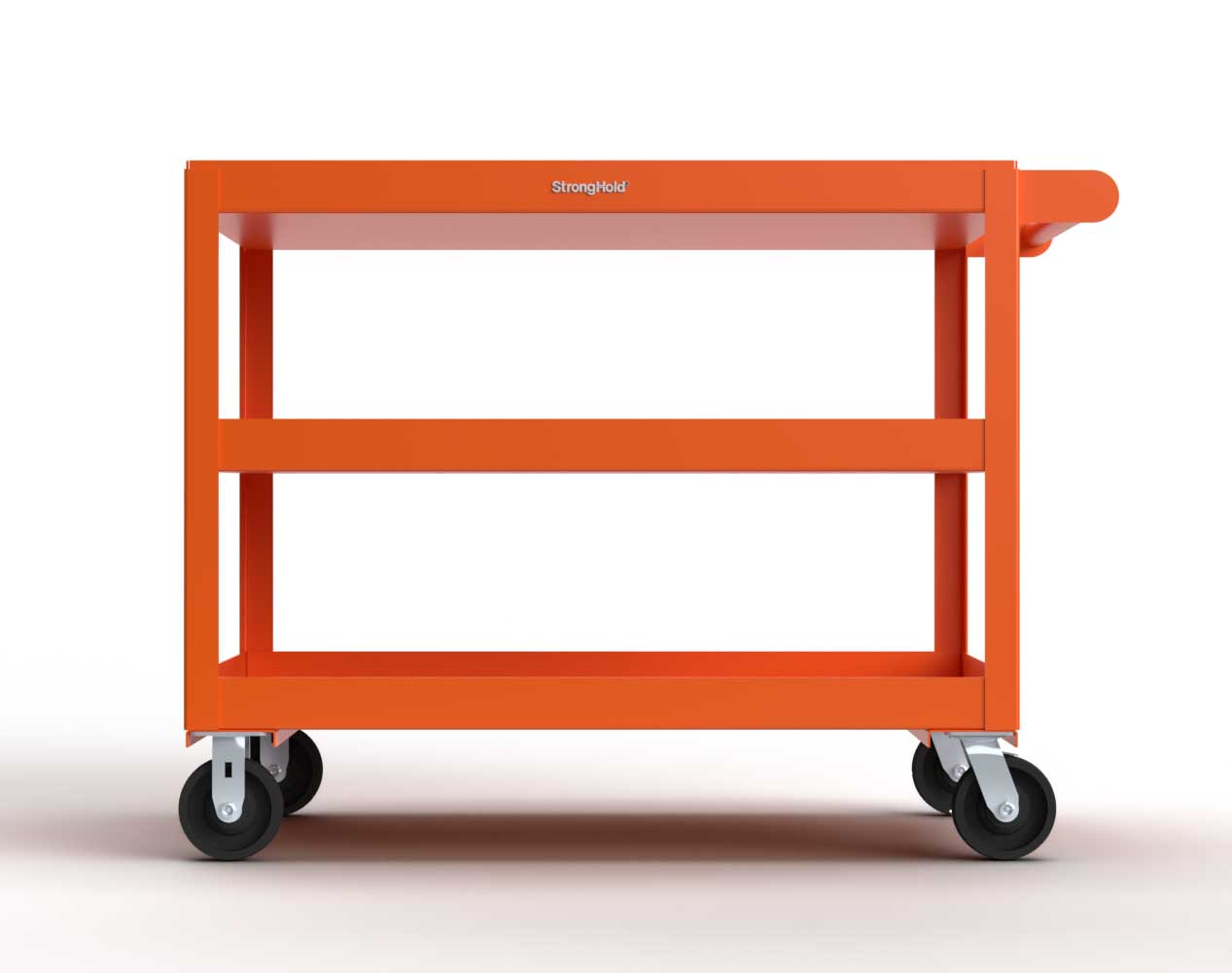 Extreme Duty 12 GA Mobile Service Cart with 12 GA Steel Top, 3 Shelves - 48 in. W x 32 in. D x 40 in. H