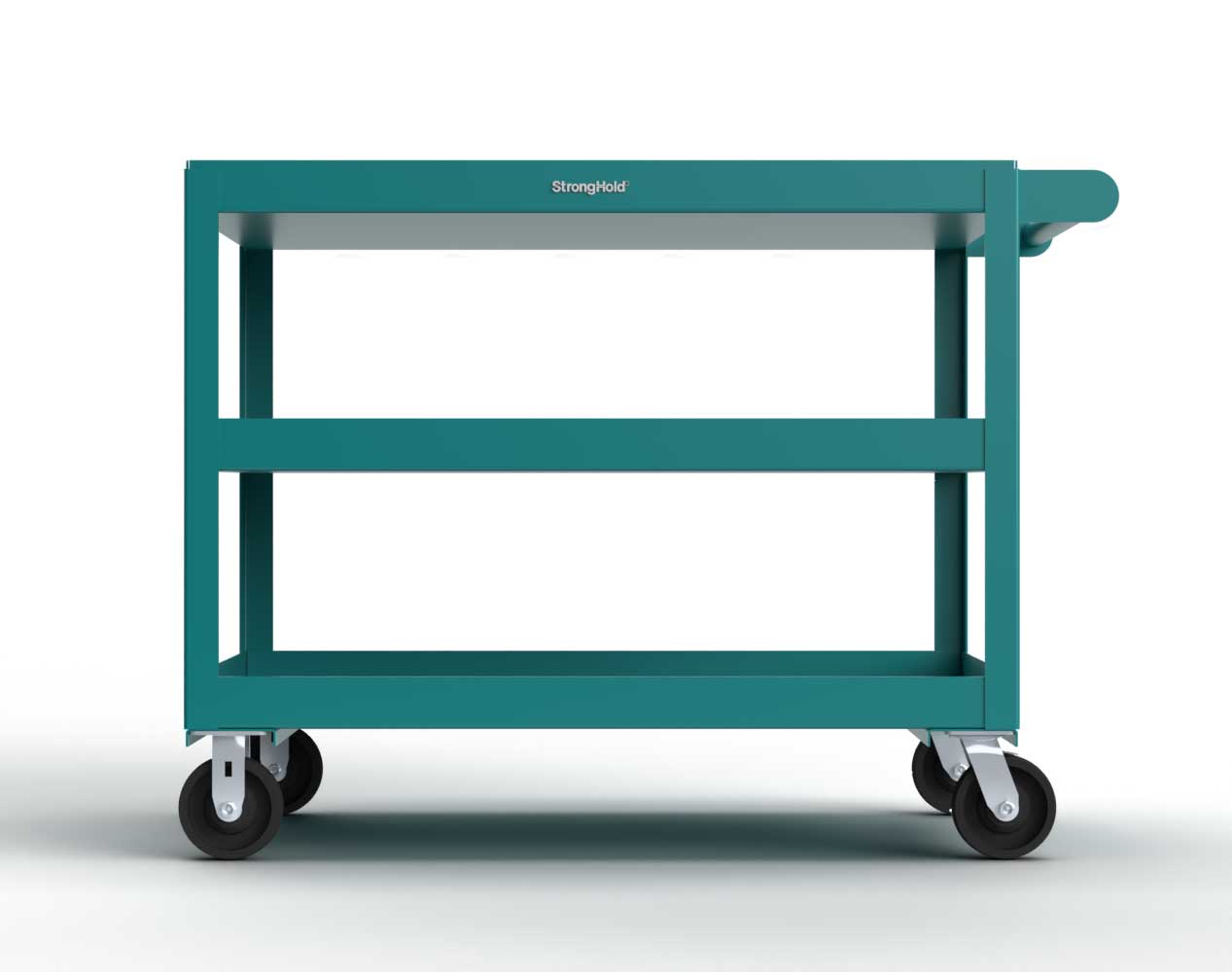 Extreme Duty 12 GA Mobile Service Cart with 12 GA Steel Top, 3 Shelves - 48 in. W x 32 in. D x 40 in. H